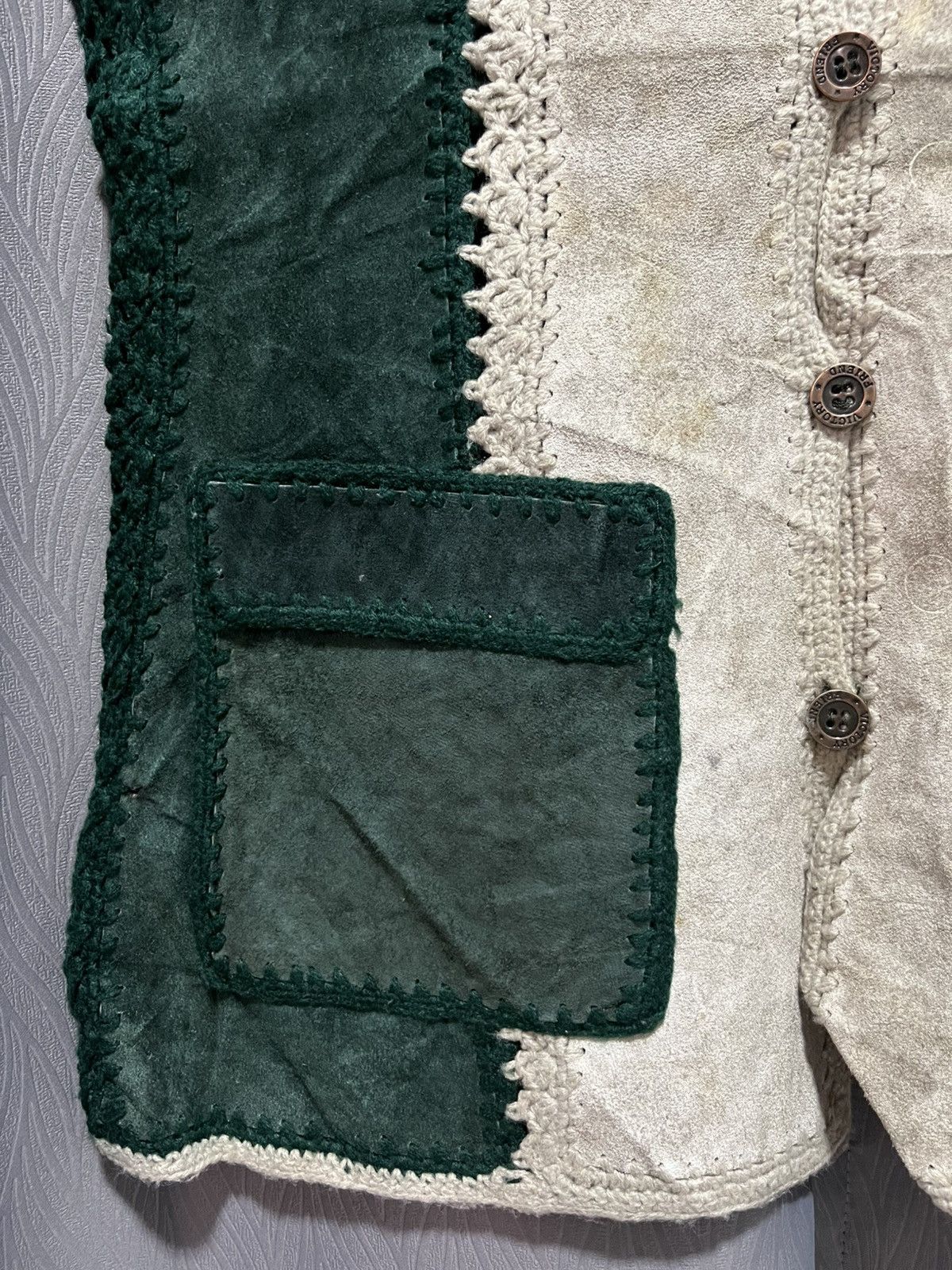 Leather × Vintage Vintage knitted suede leather Vest Size M / US 6-8 / IT 42-44 - 3 Thumbnail