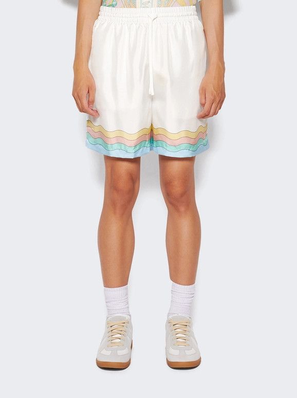 Casablanca o1mle0326 Drawstring Silk Shorts Maison De Reve in White Size US 34 / EU 50 - 3 Thumbnail