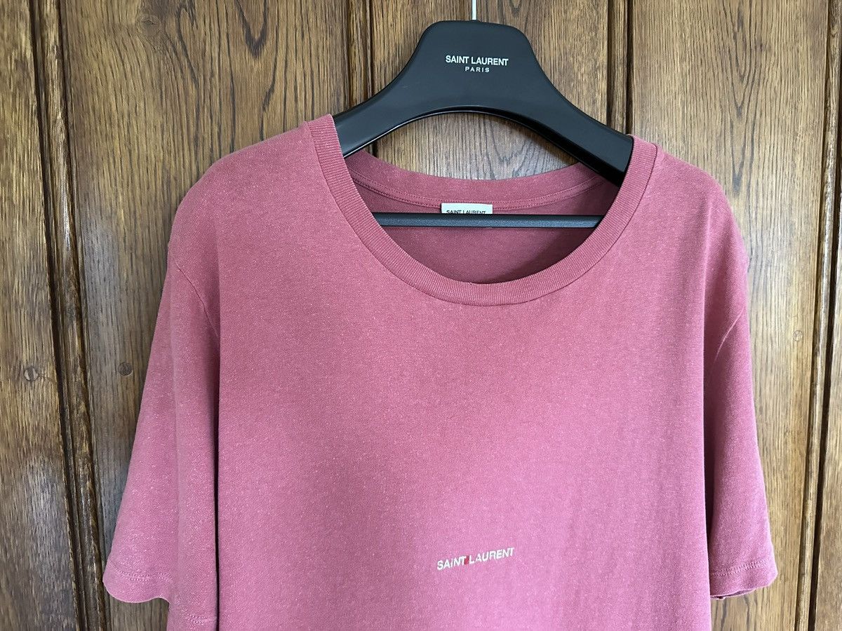 Saint Laurent Paris $550 Saint Laurent Rive Gauche logo t shirt pink salmon Size US M / EU 48-50 / 2 - 12 Thumbnail