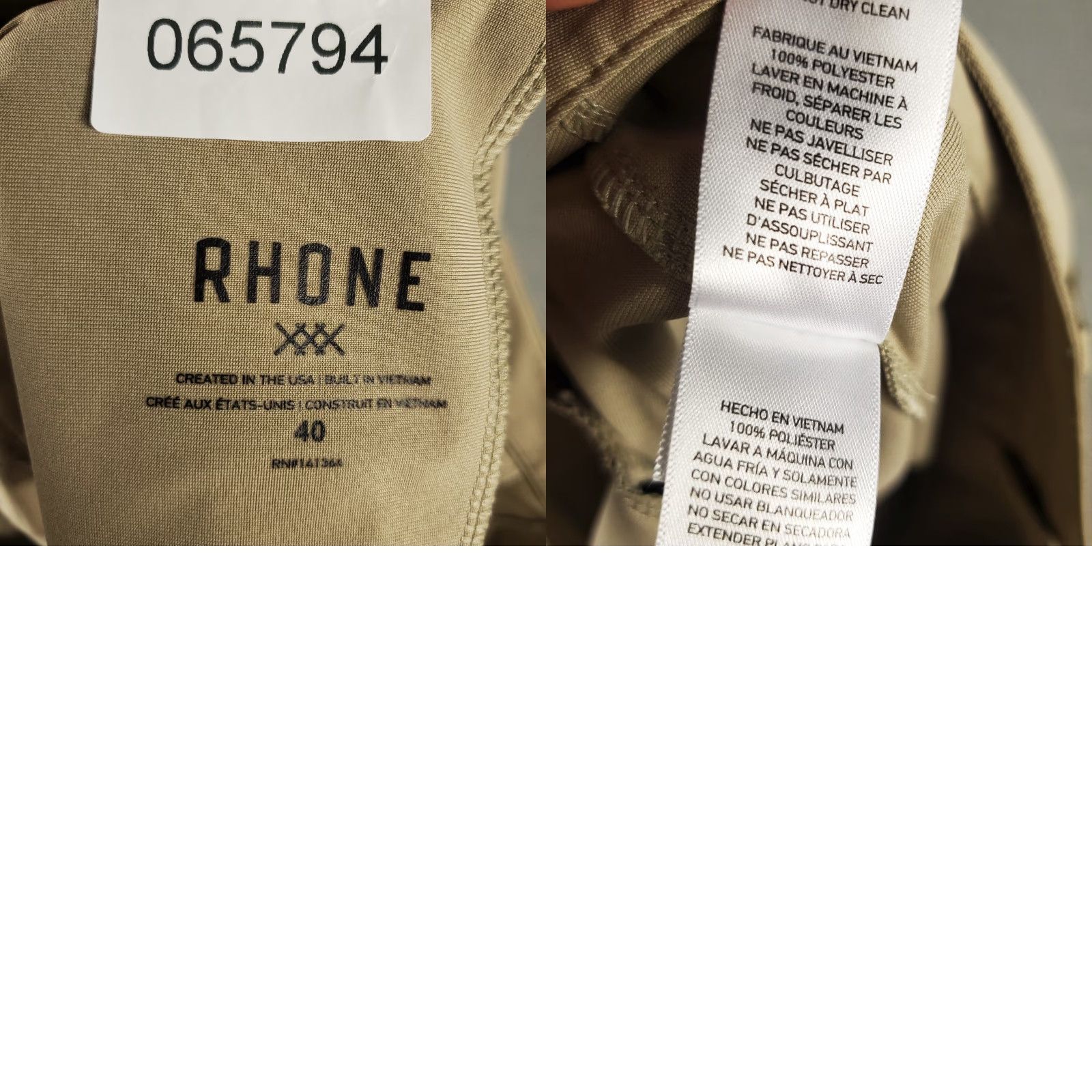 Rhone Rhone Pants Mens 40x27 Beige Chino Flat Front Straight Regular Office, Business, Casual, Formal, Travel, Wedding, Workwear Trousers Size 40 Men Size US 40 / EU 56 - 9 Thumbnail