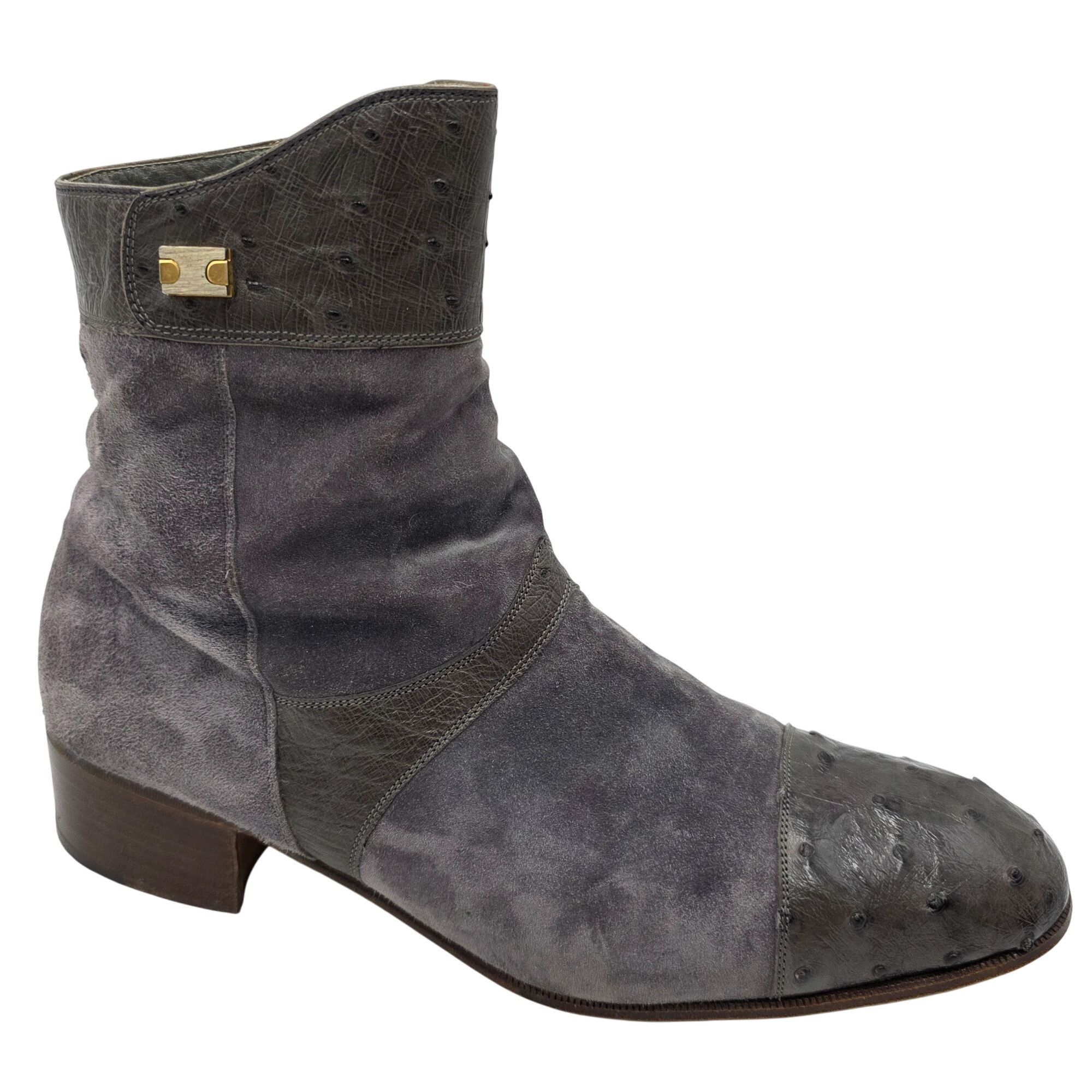 Mauri Vintage Mauri Exotic Ostrich and Suede Gray Dress Shoes Mens Size US 8.5 / EU 41-42 - 17 Thumbnail