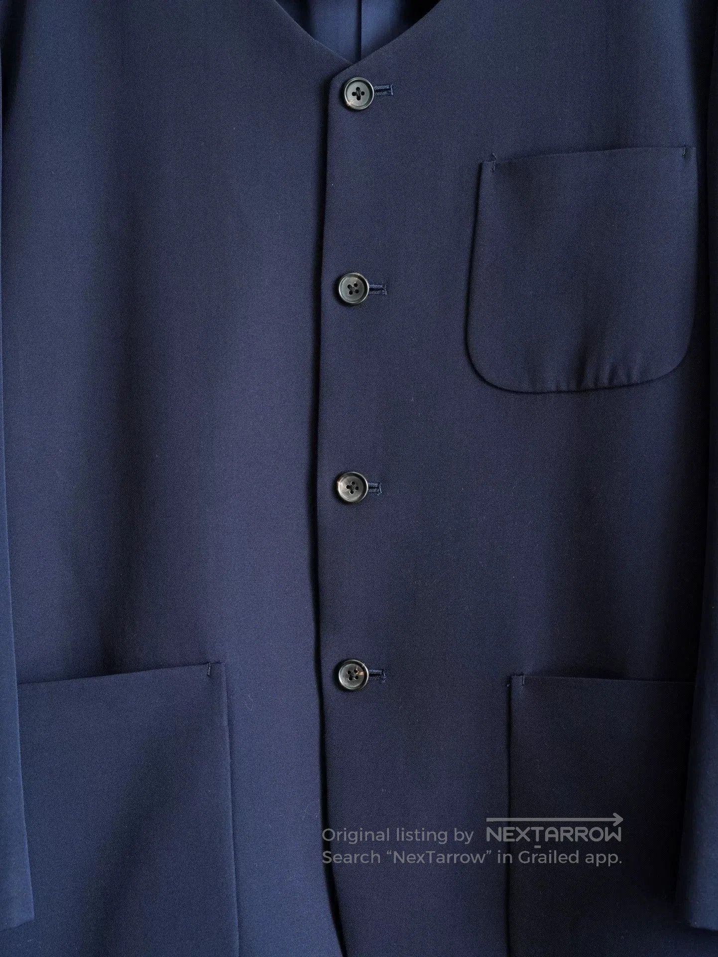 Yohji Yamamoto Yohji Yamamoto 90SS Navy Collarless Wool Jacket. Size US M / EU 48-50 / 2 - 6 Thumbnail