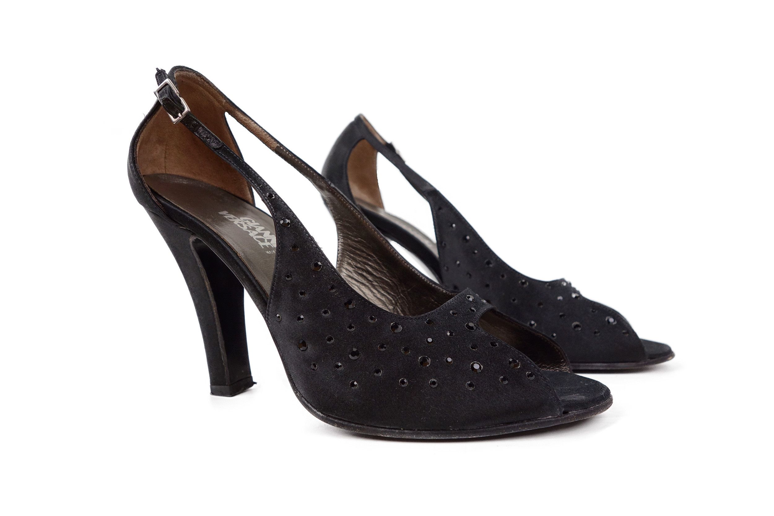 Versace Gianni Versace Satin Rhinestone Crystals Sandals Heels Size US 8.5 / IT 38.5 - 2 Thumbnail