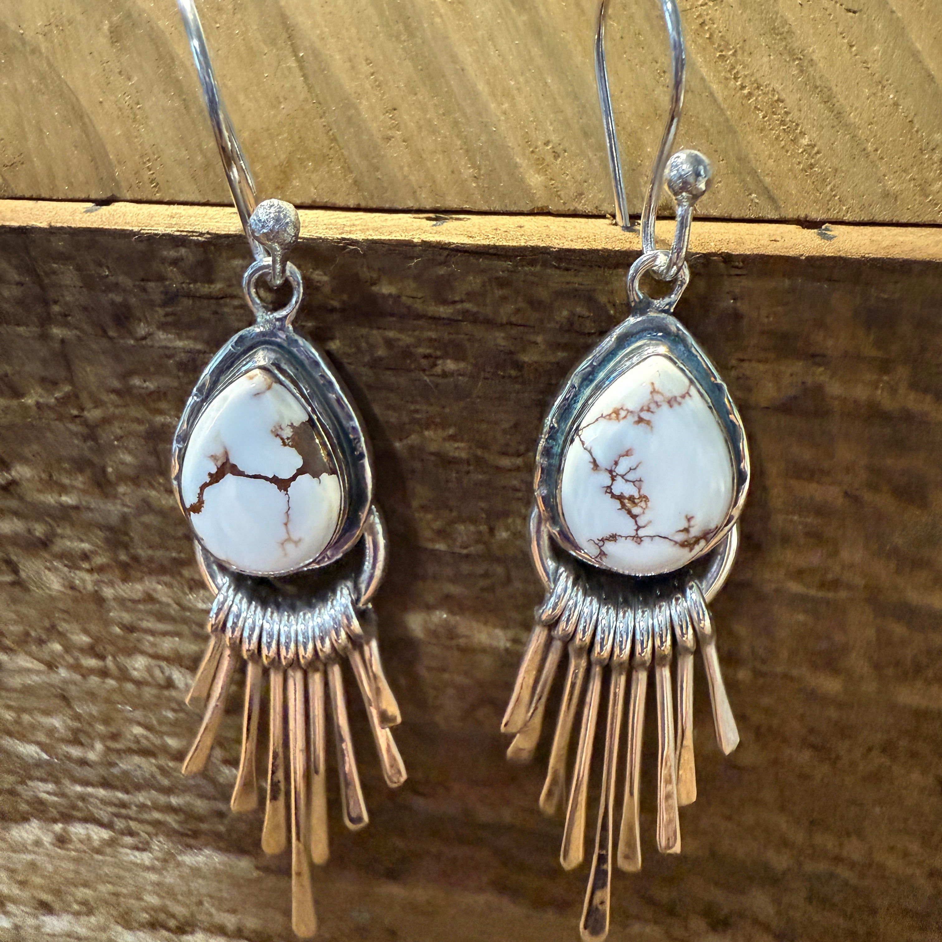 Other Wild Horse Dahlia Turquoise Silver Dangle Earrings 2.7In Size ONE SIZE - 4 Thumbnail