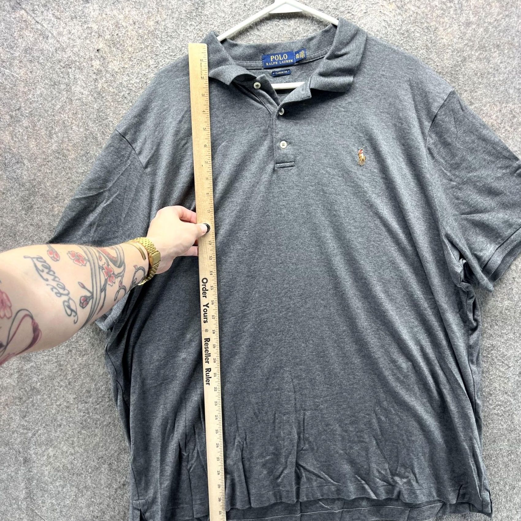 Polo Ralph Lauren Polo Ralph Lauren Polo Shirt Mens 2XL Gray Classic Fit Cotton Pony Logo Pique Shirt Mens XXL Gray Polo Ralph Lauren Short Sleeve Mens 2XL Women? Size US XXL / EU 58 / 5 - 6 Thumbnail