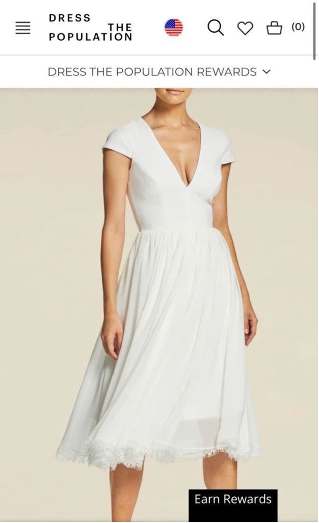 Dress the Population Women's Dress the Population White Dress Small Size S / US 4 / IT 40 - 1 Thumbnail