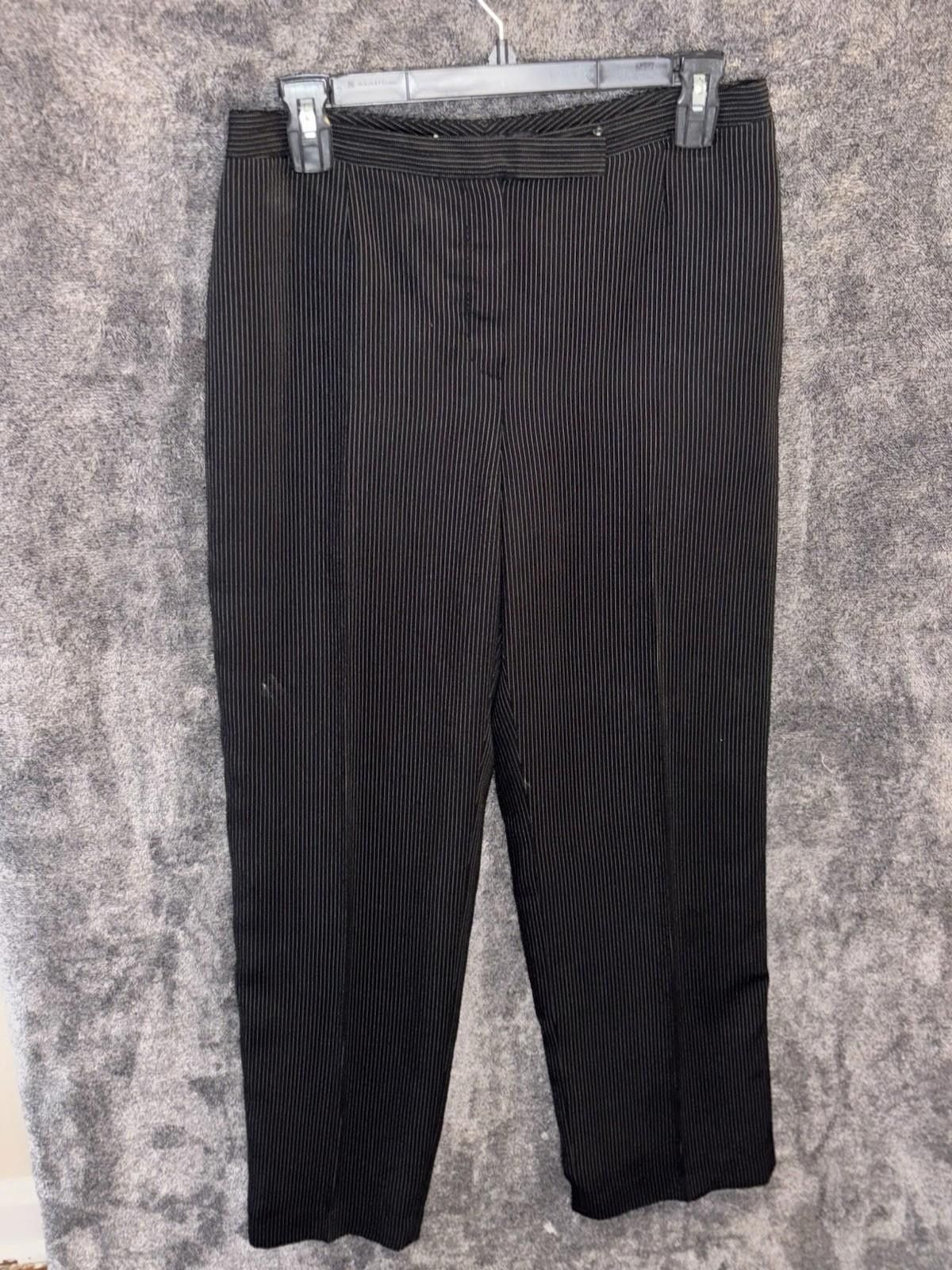 Other Anne Klein Black Pinstripe Dress Pants 6P Petite Straight Size 28" / US 6 / IT 42 - 1 Thumbnail