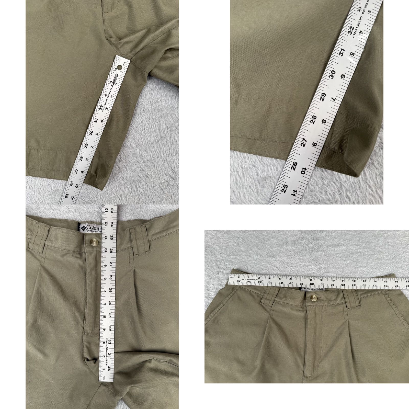 Vintage VINTAGE Columbia Shorts Mens 34 Green Pleated Bermuda 100% Polyester Bermuda 34x9 Cargo Pocket Easy Care Machine Washable Mens Shorts Green 34 Size US 34 / EU 50 - 8 Thumbnail