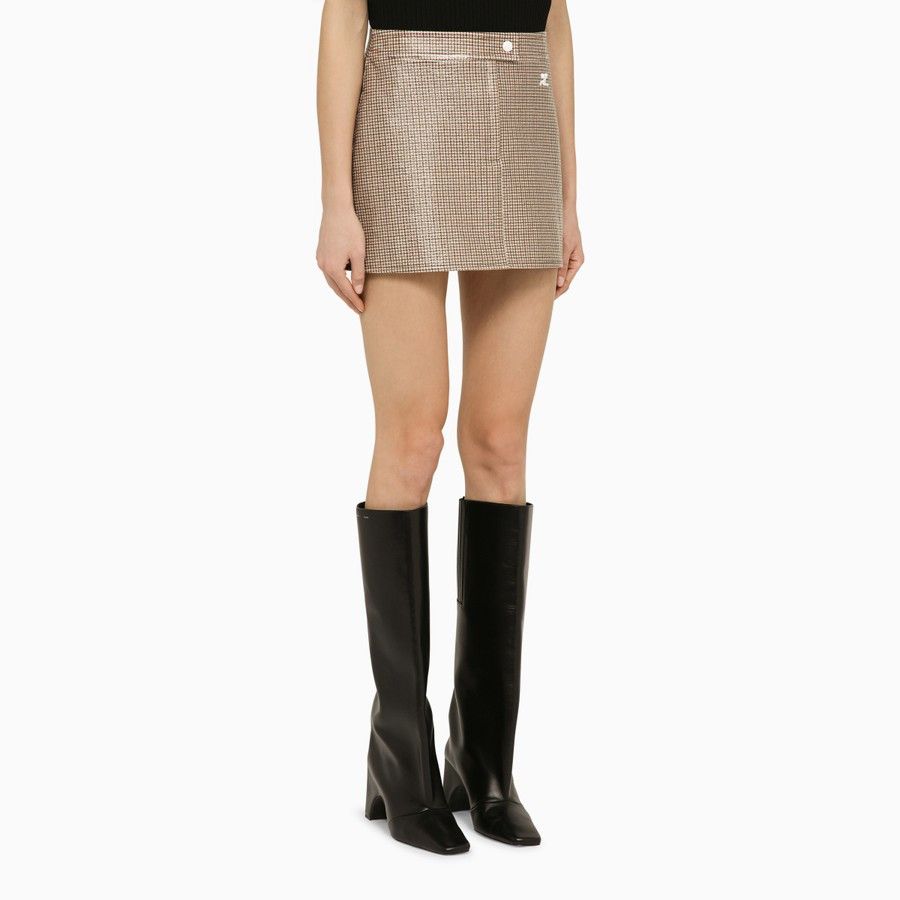 Courreges o1d2blof0824 Plaid Mini Skirt in Brown Size 26" / US 2 / IT 38 - 3 Thumbnail
