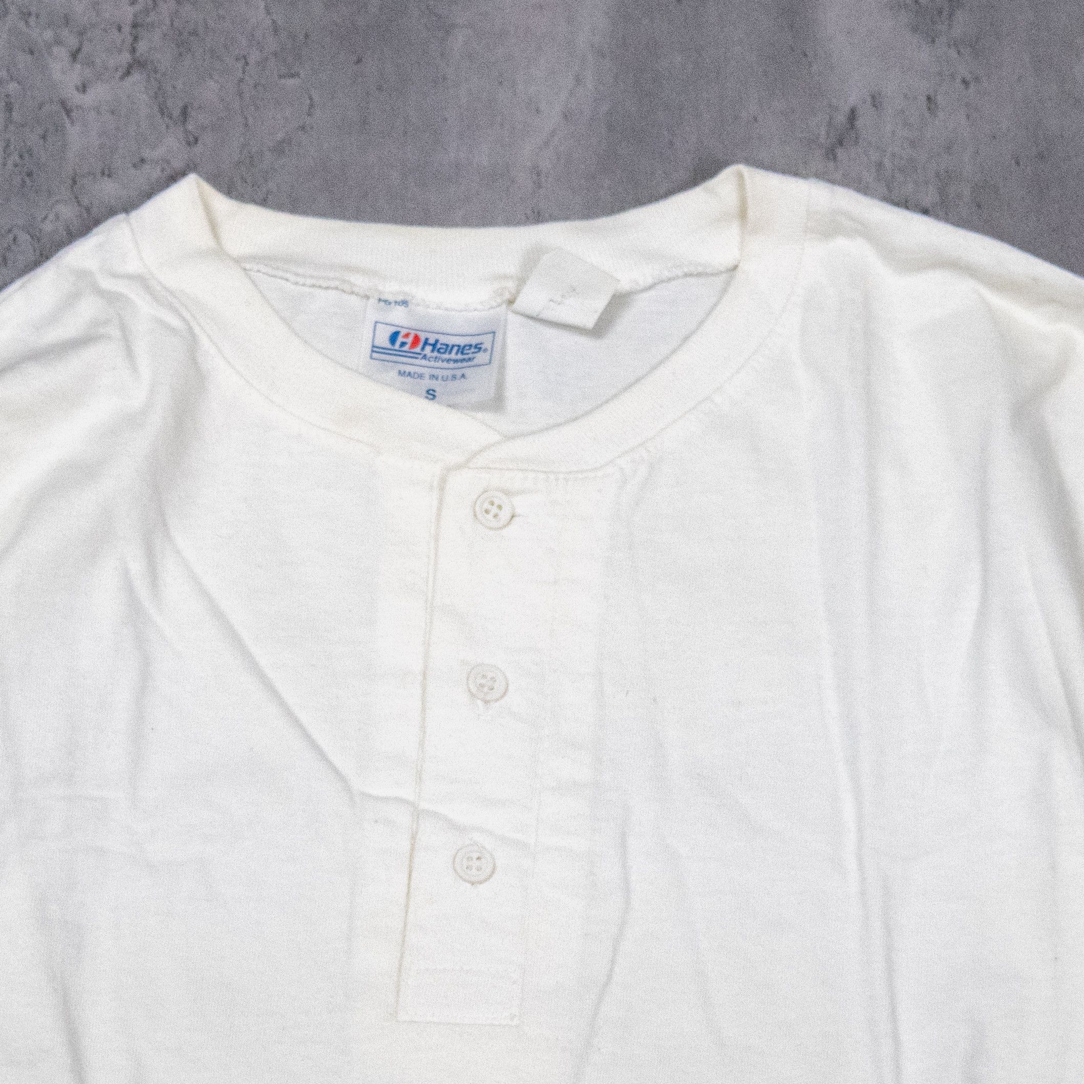 Hanes × Vintage Vintage 1990’s Hanes Henley Blank Thrashed White Tee Size US S / EU 44-46 / 1 - 4 Thumbnail