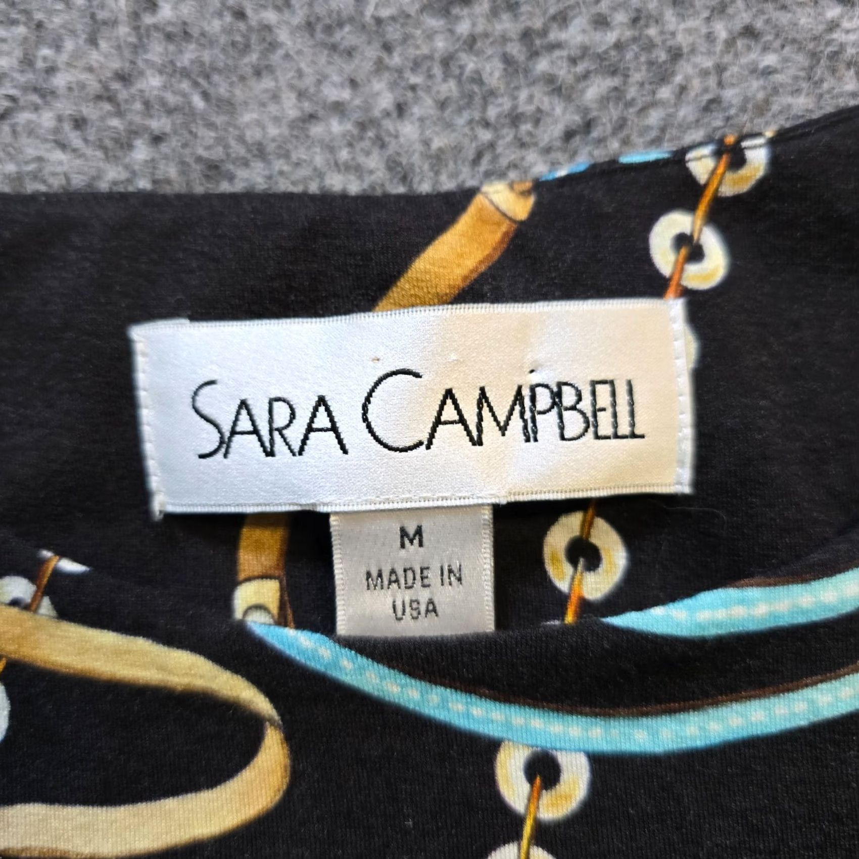 Vintage Sara Campbell Dress Womens Medium Black Red A-Line Stretch Jersey Knee Length Round Neck Short Sleeve Casual Party/Cocktail Mens? Wait Size M / US 6-8 / IT 42-44 - 3 Thumbnail