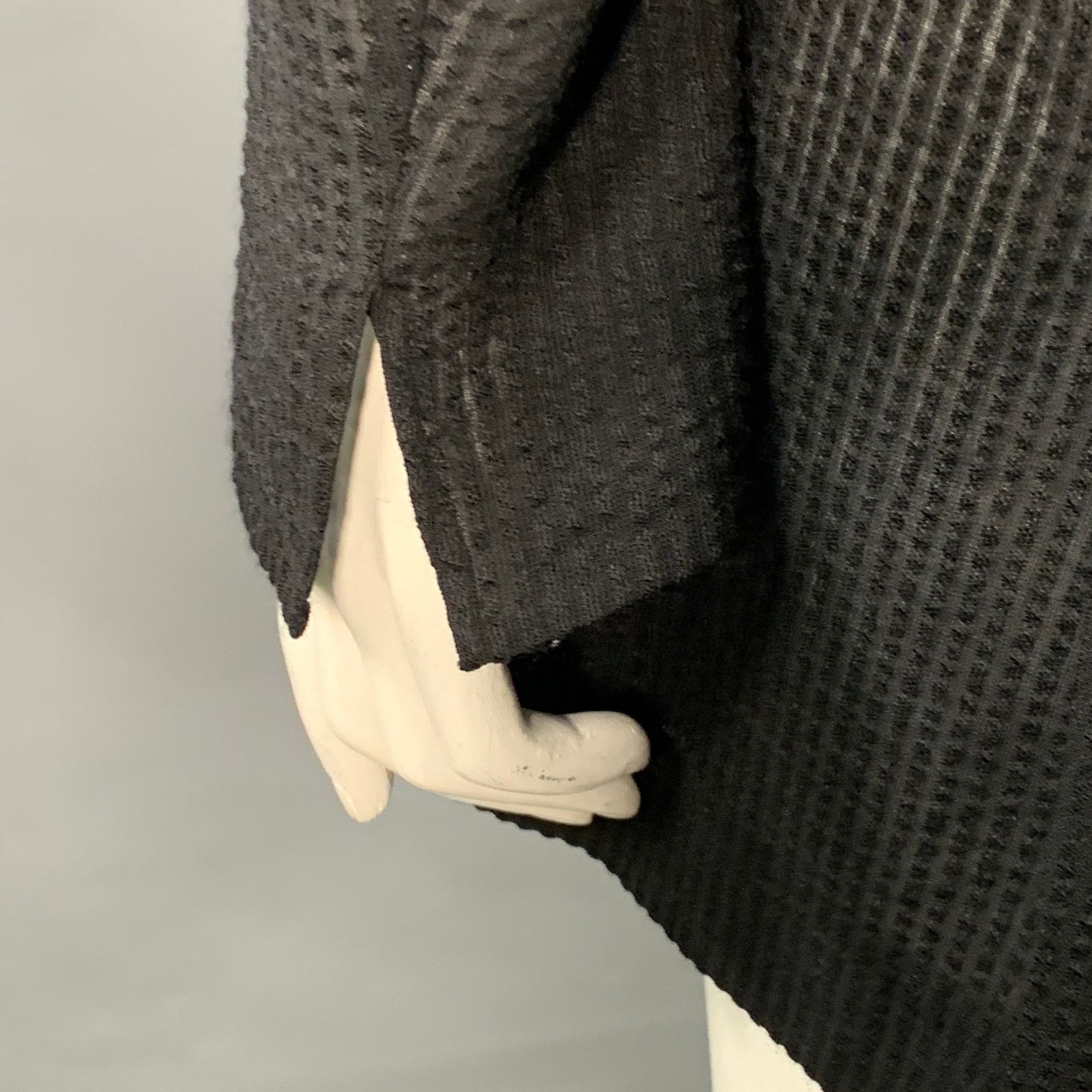 Akris AKRIS 10 Black Wool Silk Blend Textured Stripe Jacket Blazer Size L / US 10 / IT 46 - 5 Thumbnail