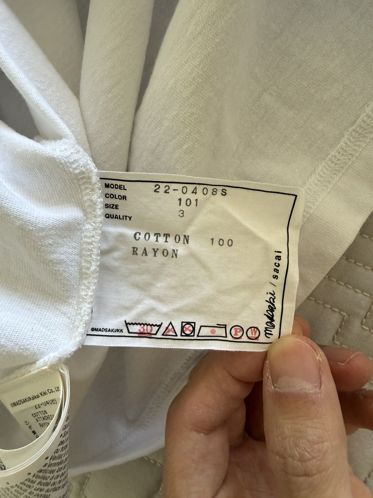Sacai Sacai Madsaki White Embroidery Slogan T-shirt Size 3 L Size US L / EU 52-54 / 3 - 4 Thumbnail