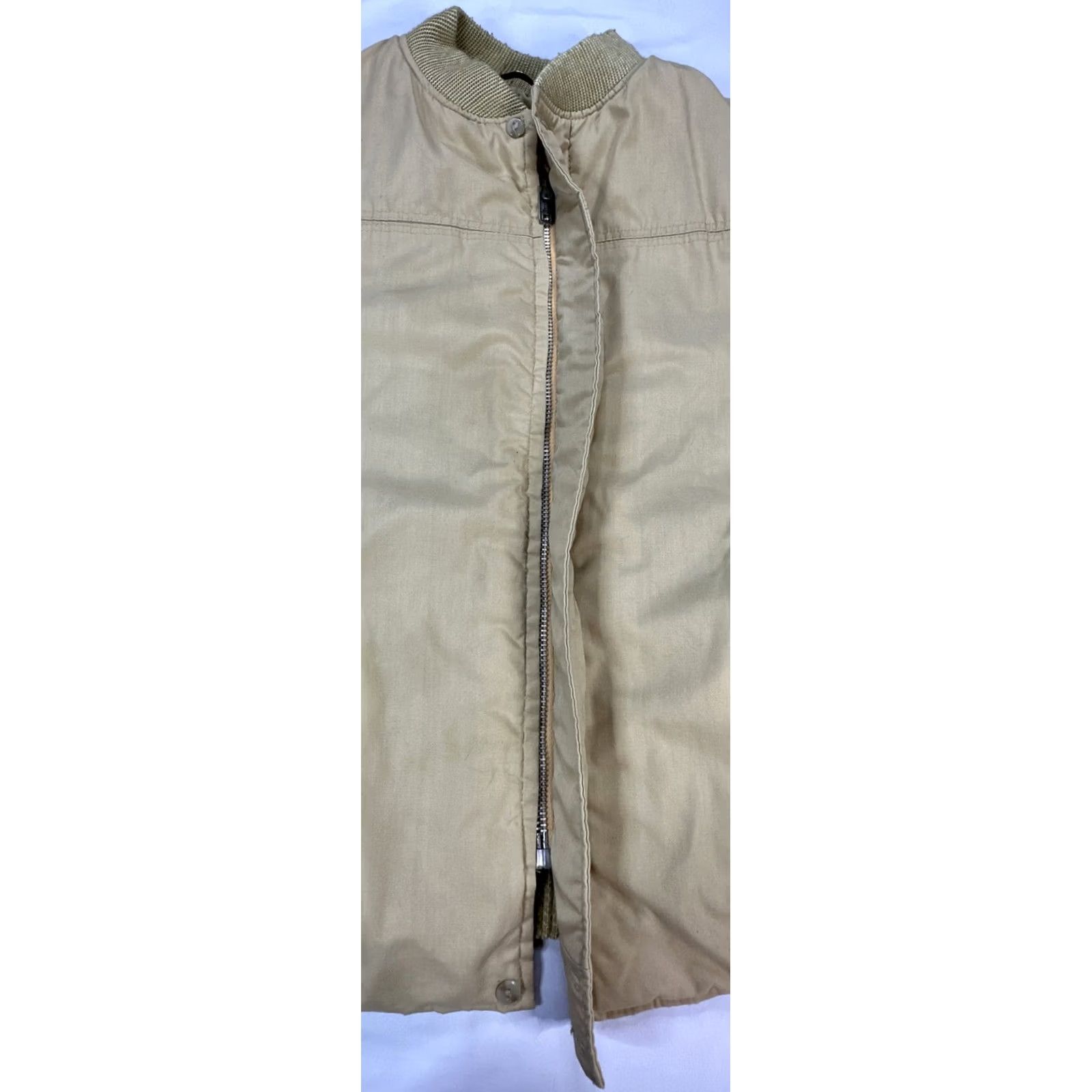 Catalina VINTAGE Varsity by Catalina Bomber Jacket Long Zip Quilted Inlay Khaki Tan 44 Long Men Jacket Size US S / EU 44-46 / 1 - 7 Thumbnail