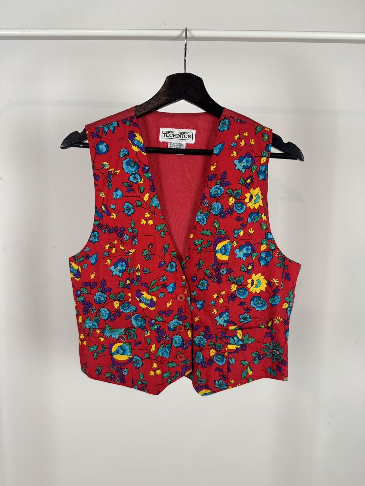 Other Vintage 80’s TECHNICS Floral Waistcoat - Vibrant Boho Style Size M / US 6-8 / IT 42-44 - 3 Thumbnail