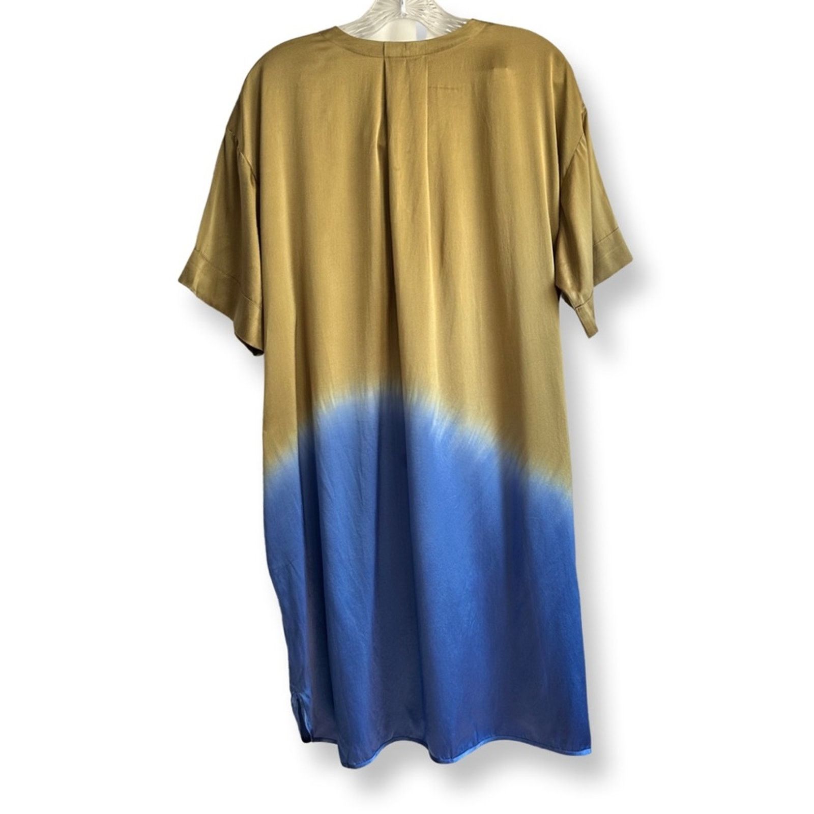 ATM Anthony Thomas Melillo NWOT ATM Silk Charmeuse V-Neck Dress In Olive Royal Dip Dye Size M / US 6-8 / IT 42-44 - 7 Thumbnail