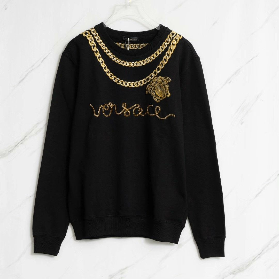 Versace Versace Men's Rhinestone Chain Embroidered Sweatshirt Size US M / EU 48-50 / 2 - 1 Thumbnail