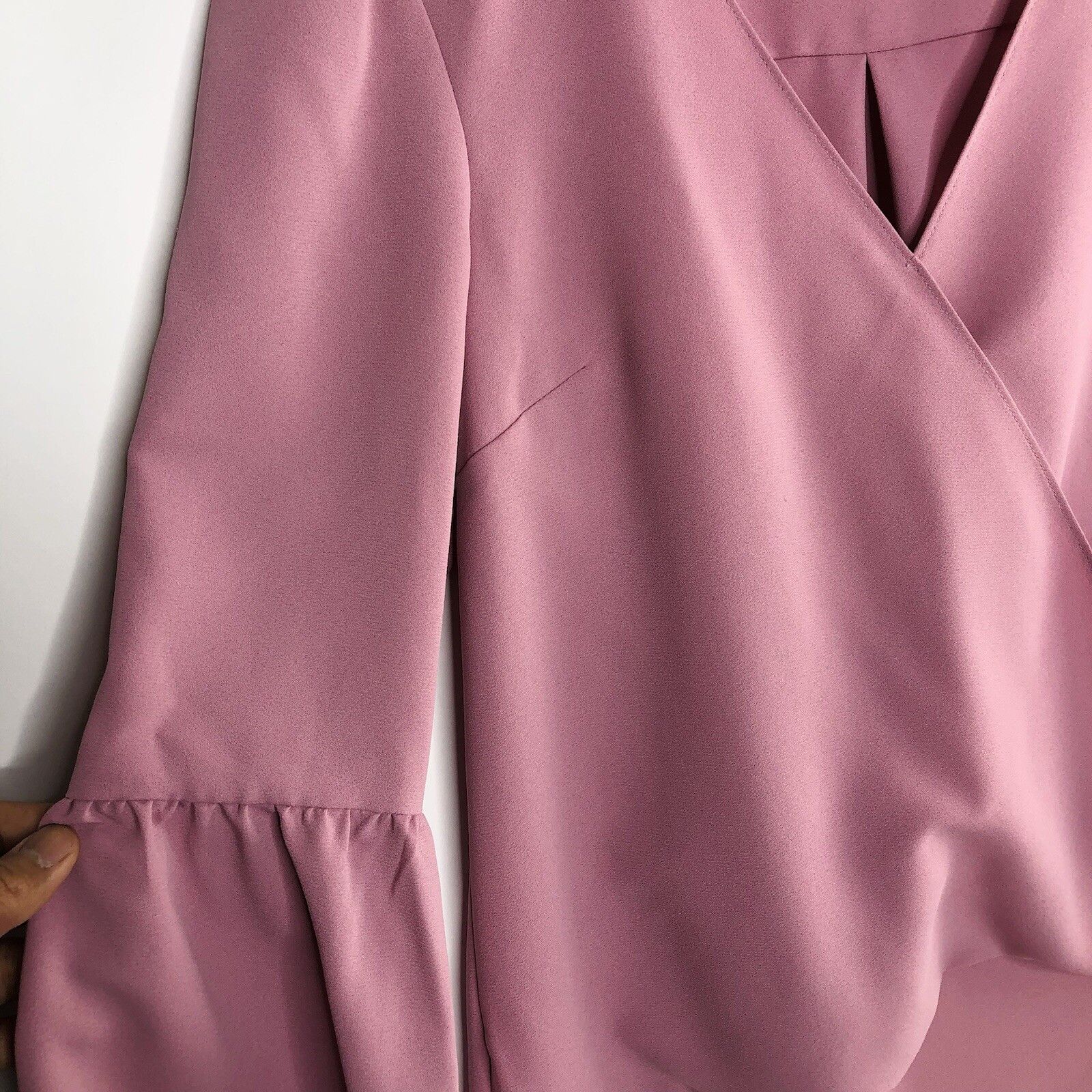 Bar III Bar III Womens Pink Blouse S Shirt Balloon Sleeve Wrap Size S / US 4 / IT 40 - 3 Thumbnail