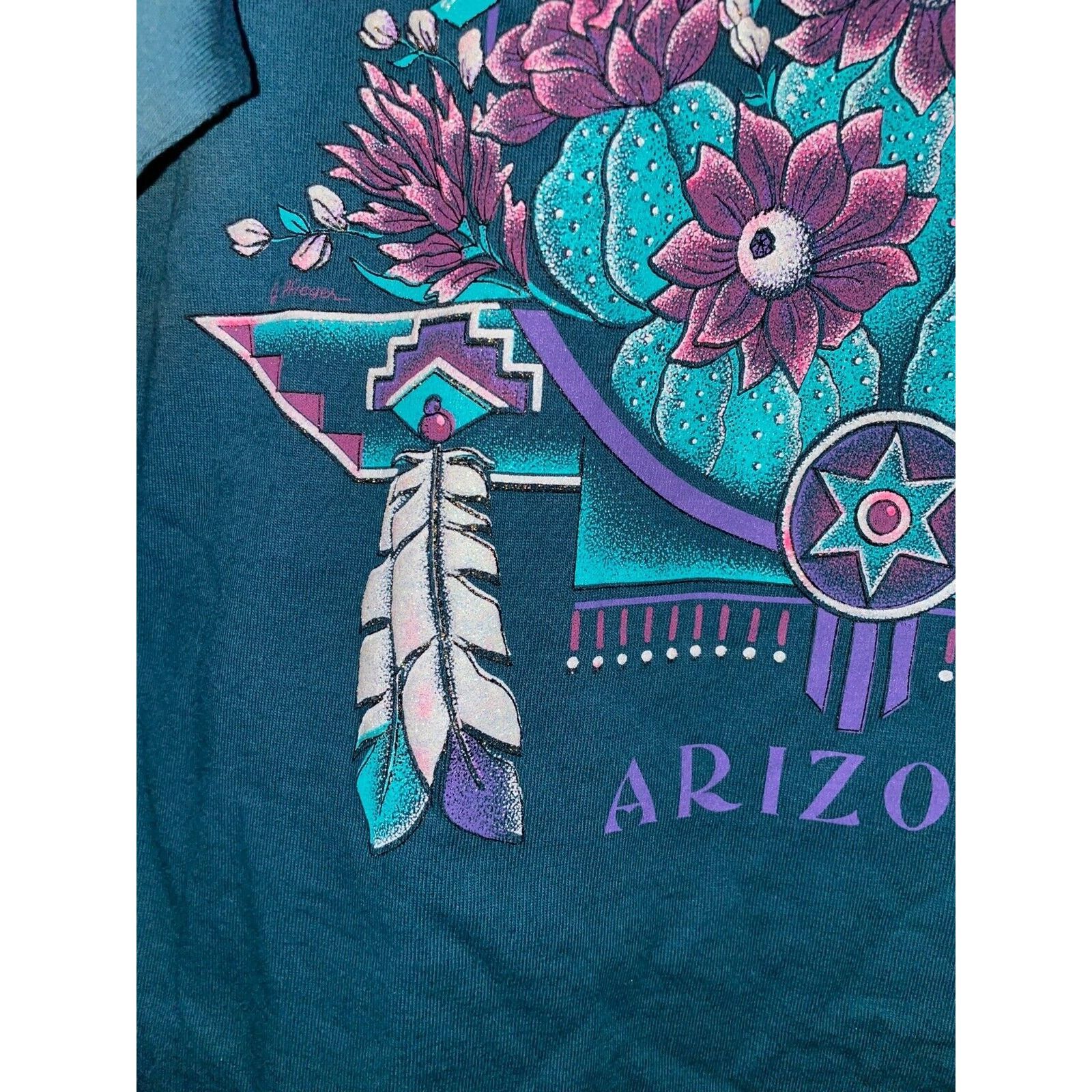 Jerzees Vintage Test Print Shirt Arizona Cactus Wildflower Tee VTG L Size US L / EU 52-54 / 3 - 5 Thumbnail