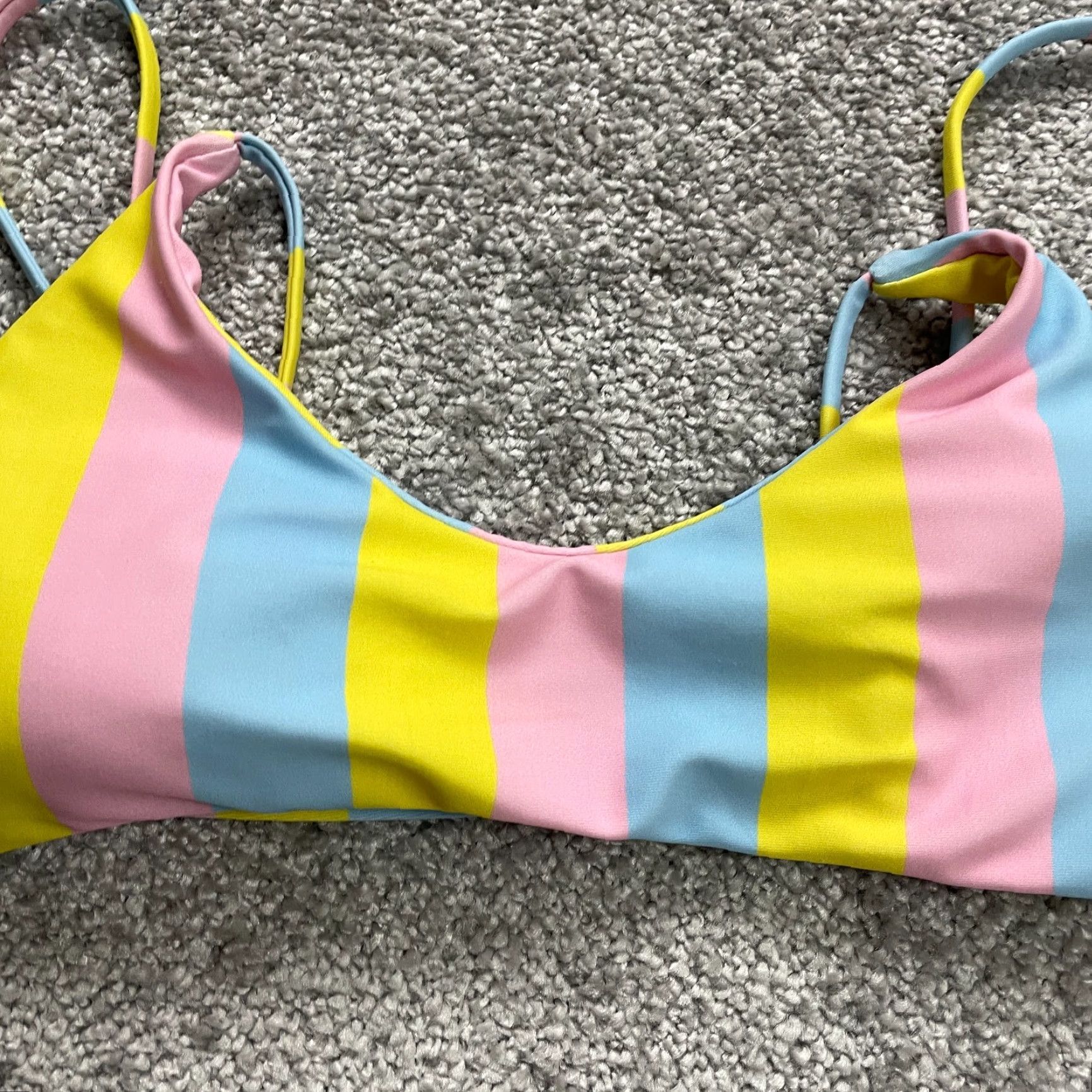 Rainbow Unbranded Swimwear Bikini Top Womens Small Multicolor Rainbow Striped Padded Size S / US 4 / IT 40 - 4 Thumbnail