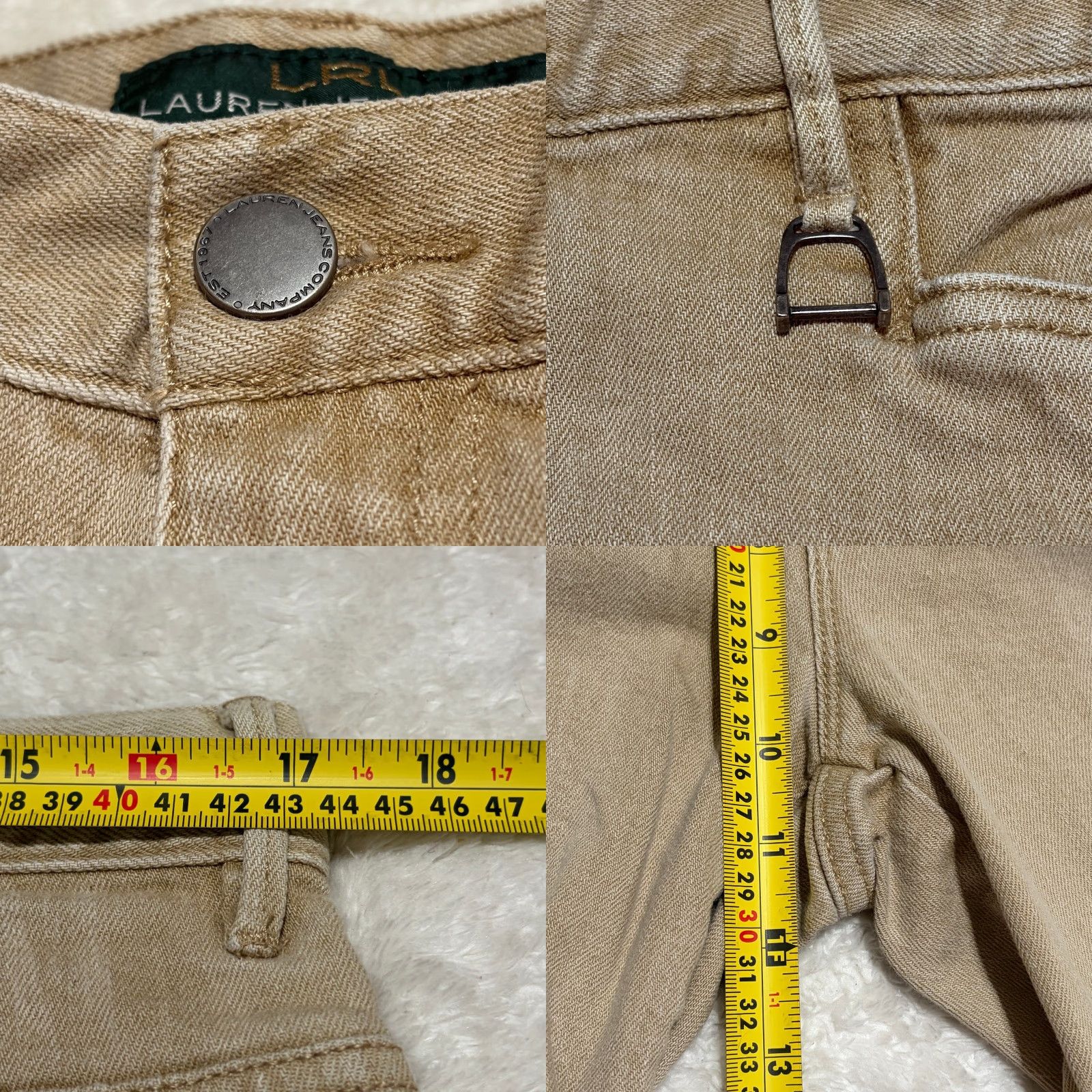 Ralph Lauren Ralph Lauren Pants Womens 12 Tan Beige Stretch Knee Patch Riding Equestrian Chino Straight Leg 31in Inseam Size 34" / US 12 / IT 48 - 8 Thumbnail