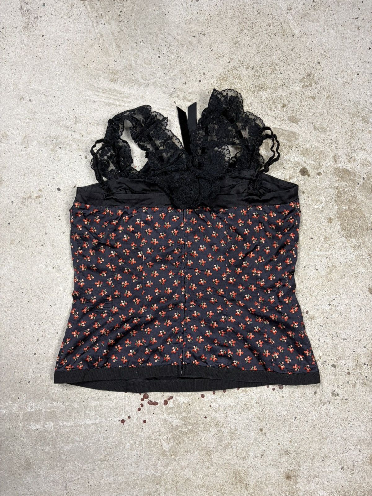 Dolce & Gabbana Vintage 2000s Dolce & Gabbana Silk Corset Lace Trims Cherry Size XL / US 12-14 / IT 48-50 - 3 Thumbnail
