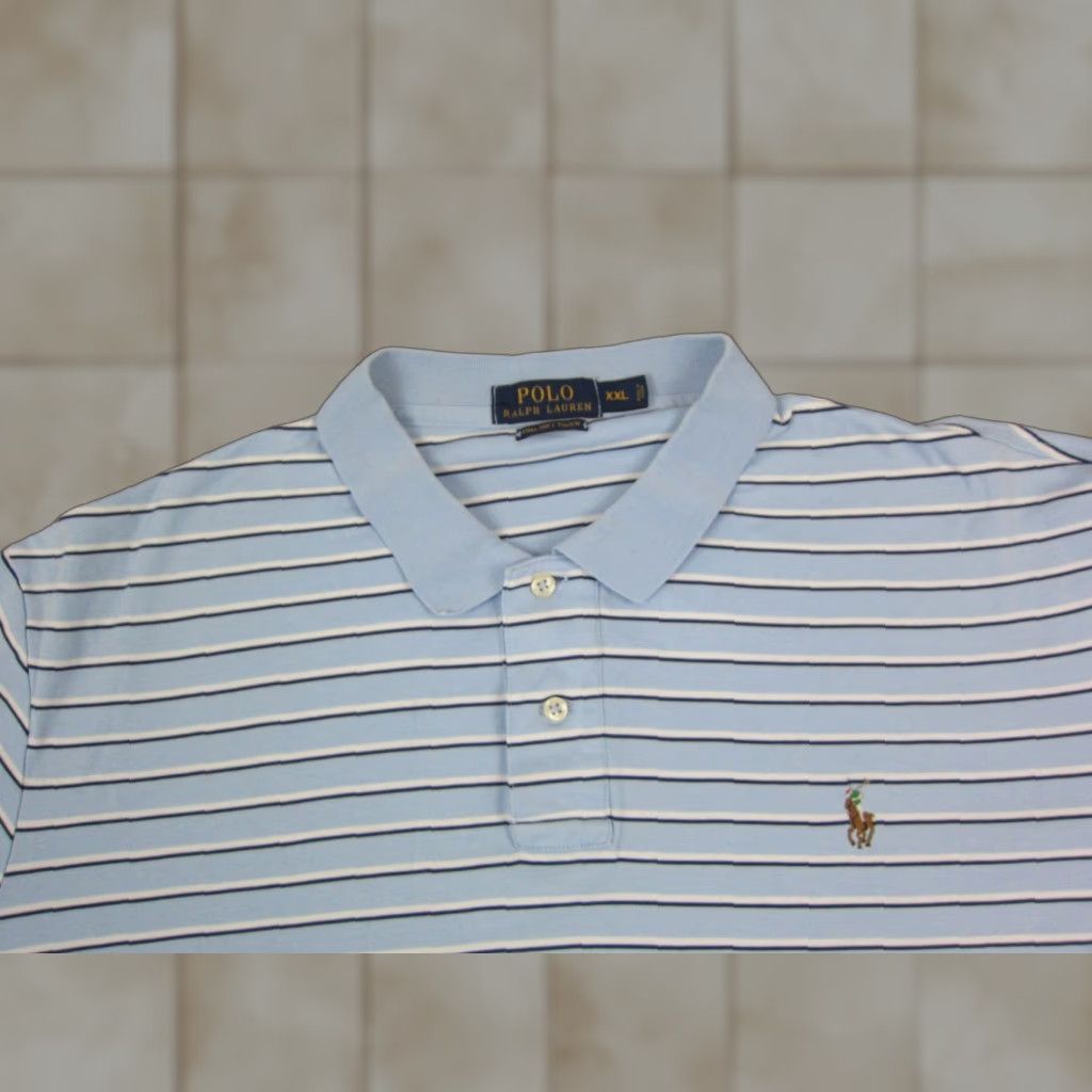 Polo Ralph Lauren Polo Ralph Lauren Polo Shirt Mens 2XL Blue Striped 100% Cotton Polo Shirt Polo Ralph Lauren Mens Shirt Blue Striped 2XL Size US XXL / EU 58 / 5 - 1 Thumbnail