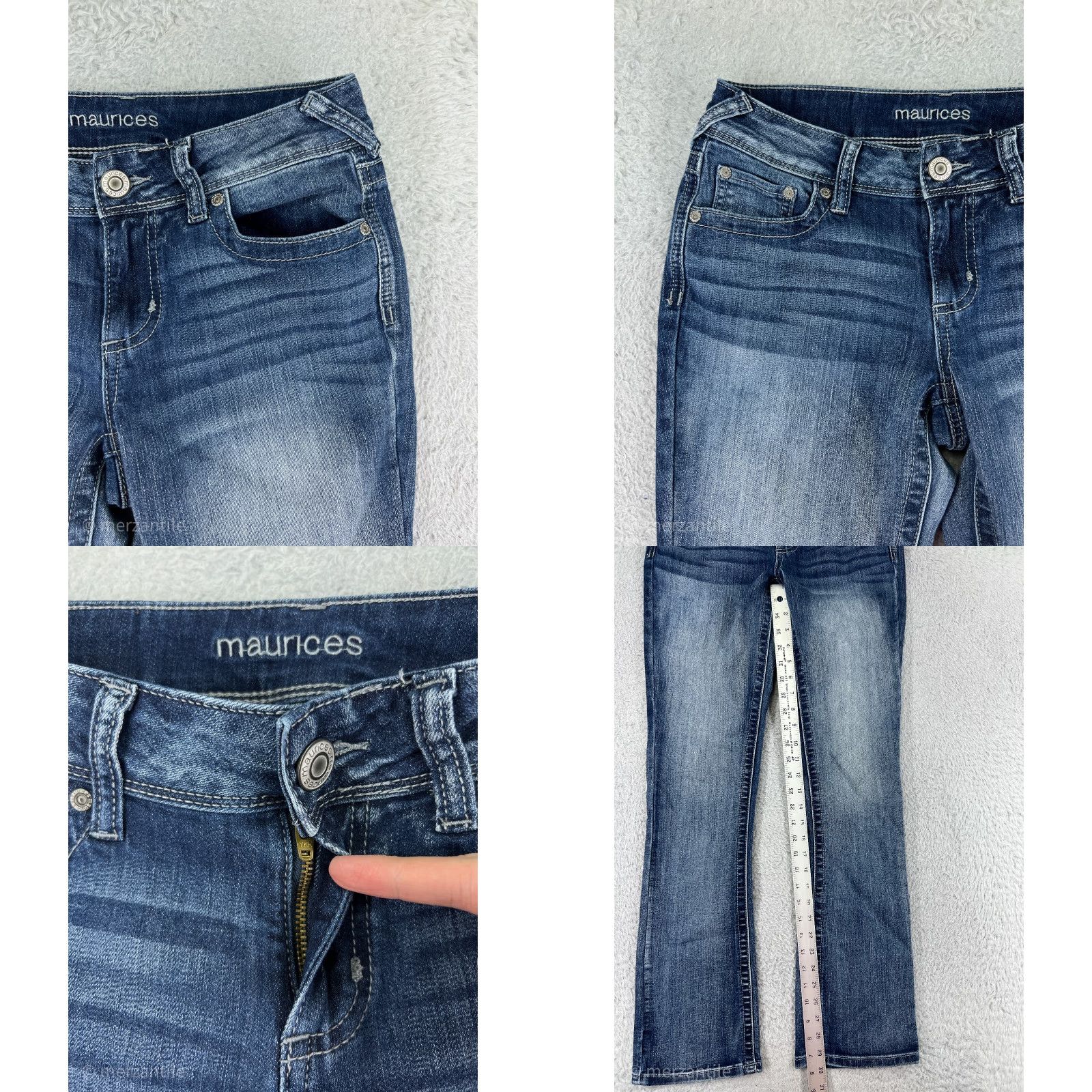 Vintage Maurices Jeans Womens 2 Blue Denim Bootcut Embroidered Cotton Blend Pockets Zipper 5-Pocket Design Slim Fit Size 26" / US 2 / IT 38 - 8 Thumbnail