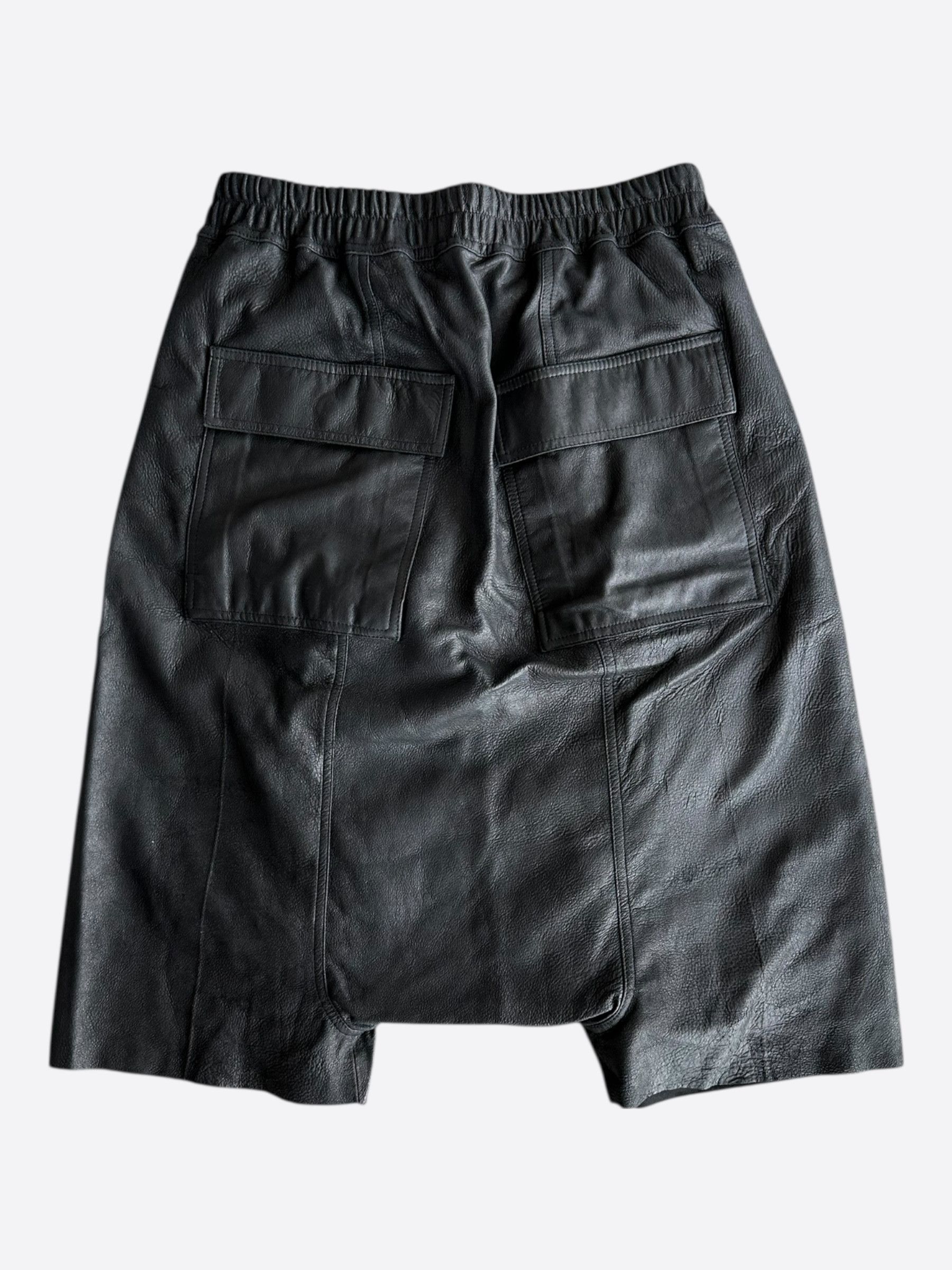 Rick Owens Rick Owens Black Leather Pods Shorts Size US 34 / EU 50 - 2 Thumbnail