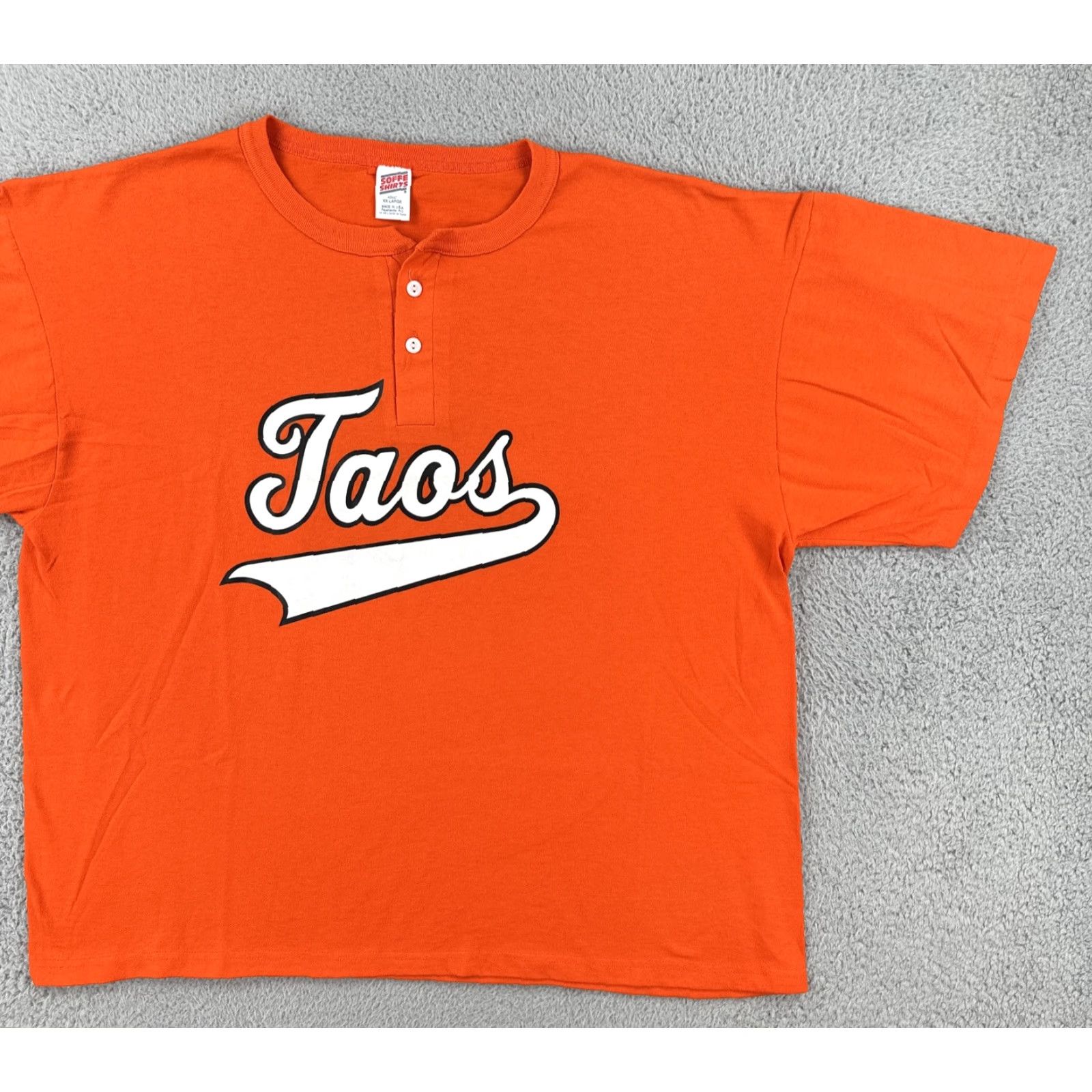 Soffe VINTAGE Soffe Shirts 2XL Orange Henley Short Sleeve USA 90s Sports Shirt Mens Size US XXL / EU 58 / 5 - 2 Thumbnail
