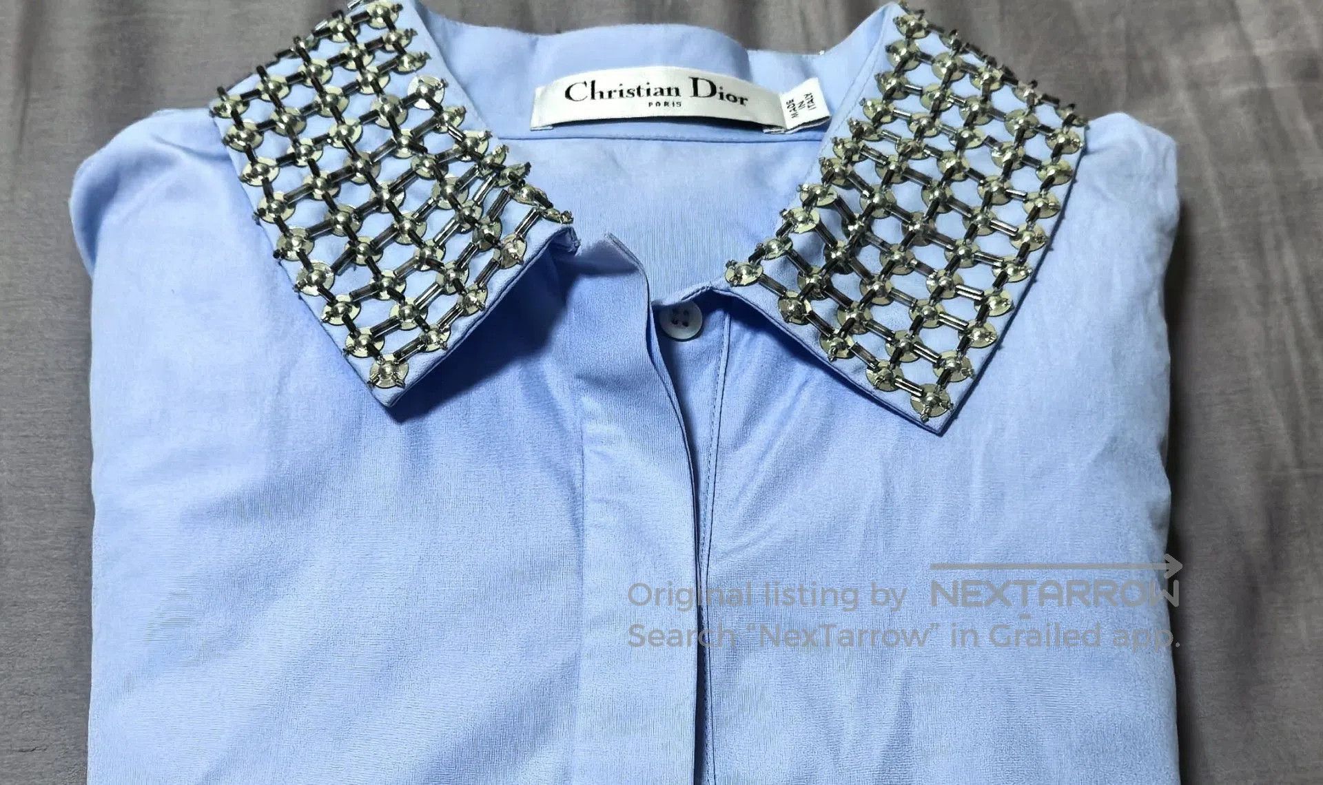 Dior dior blue shirt dress with embellished collar. Size US S / EU 44-46 / 1 - 2 Thumbnail