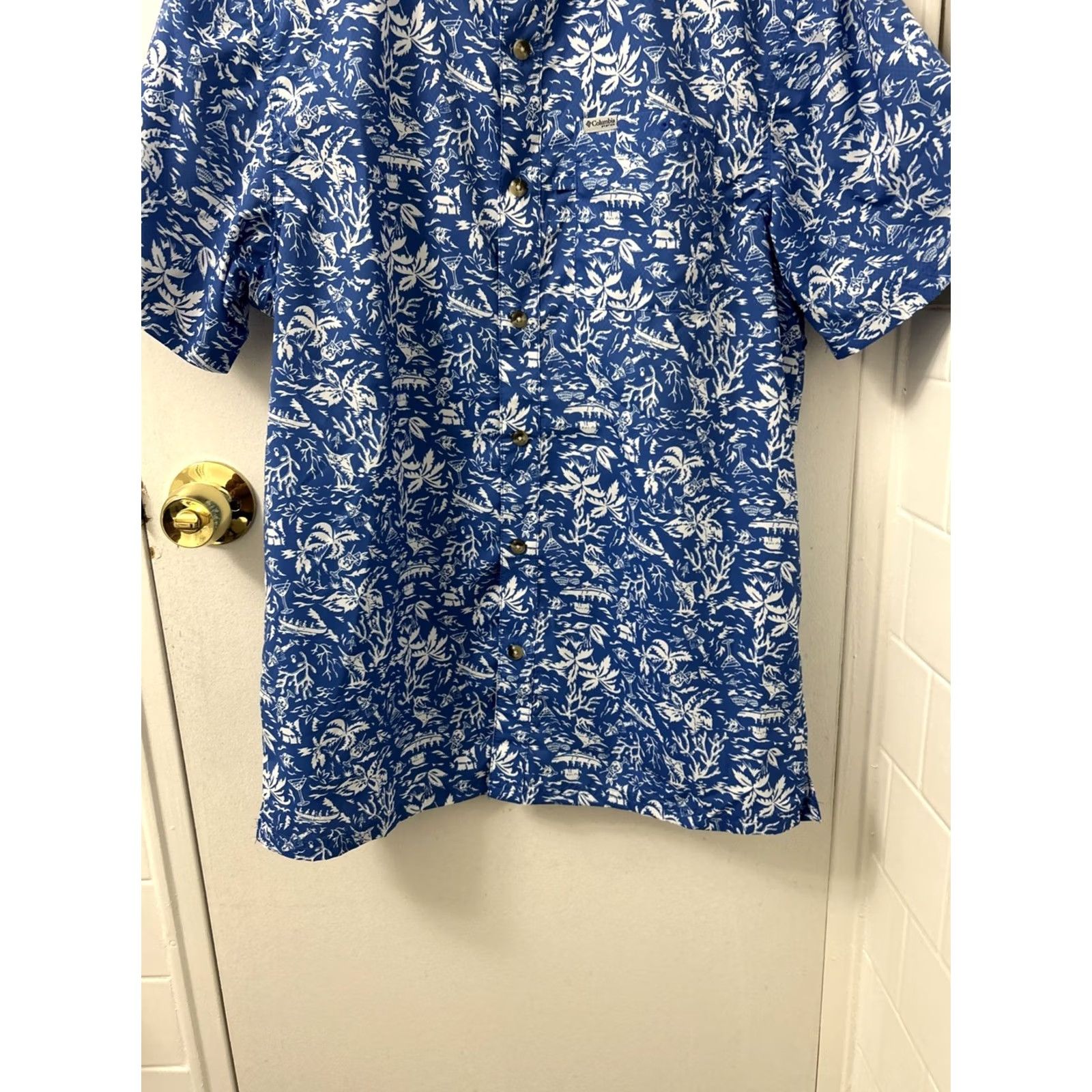 Vintage Columbia PFG Shirt Mens Sz Small Blue Hawaiian Button-Down Pocket Short Sleeve Shirt Size US S / EU 44-46 / 1 - 3 Thumbnail