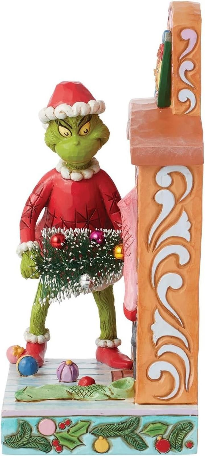 Designer Dr. Seuss Santa Grinch Pushing Tree Up Chimney Figurine Size ONE SIZE - 2 Thumbnail