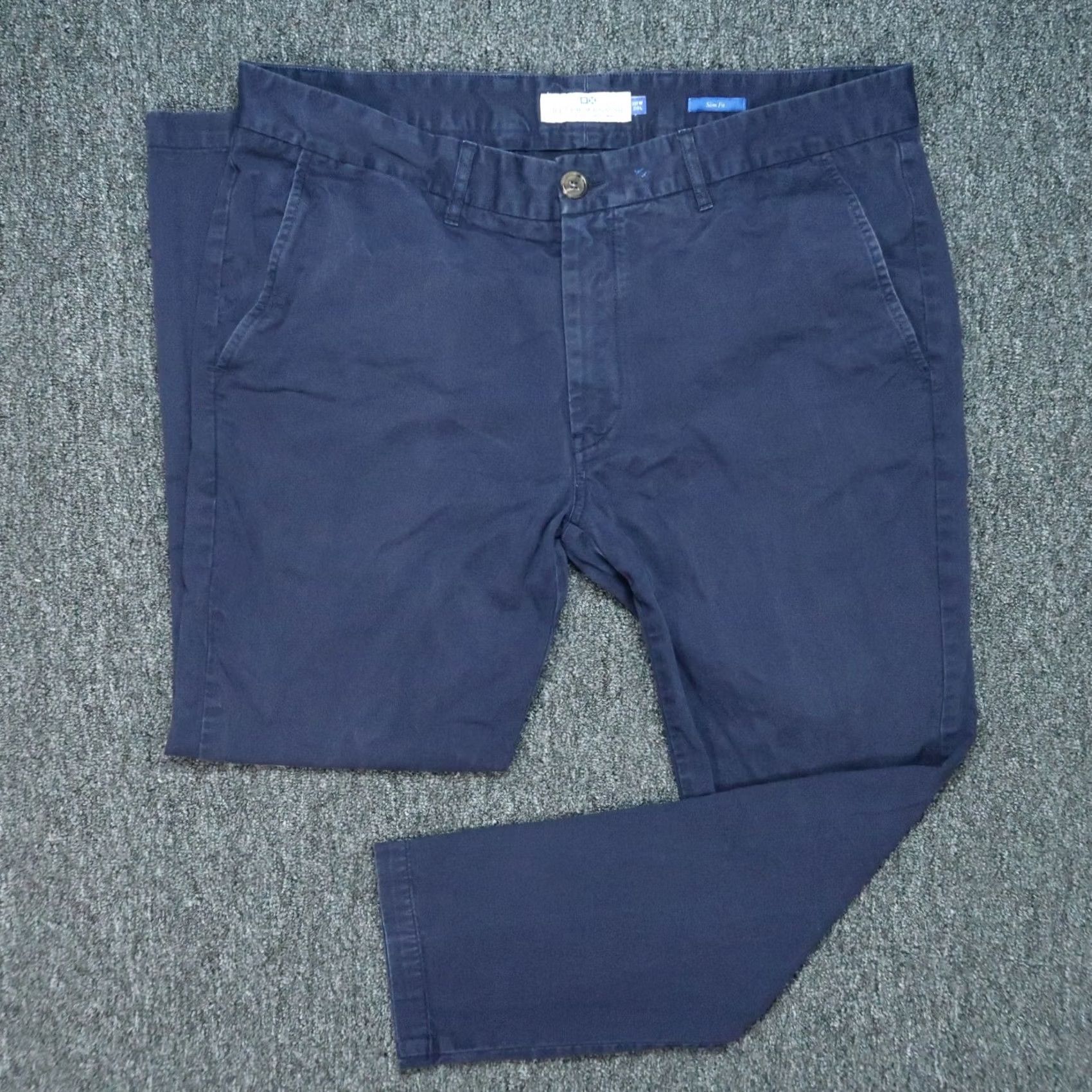 Vintage Peter Manning Pants Mens 38x28 Slim Straight Chino Blue Size US 38 / EU 54 - 2 Thumbnail