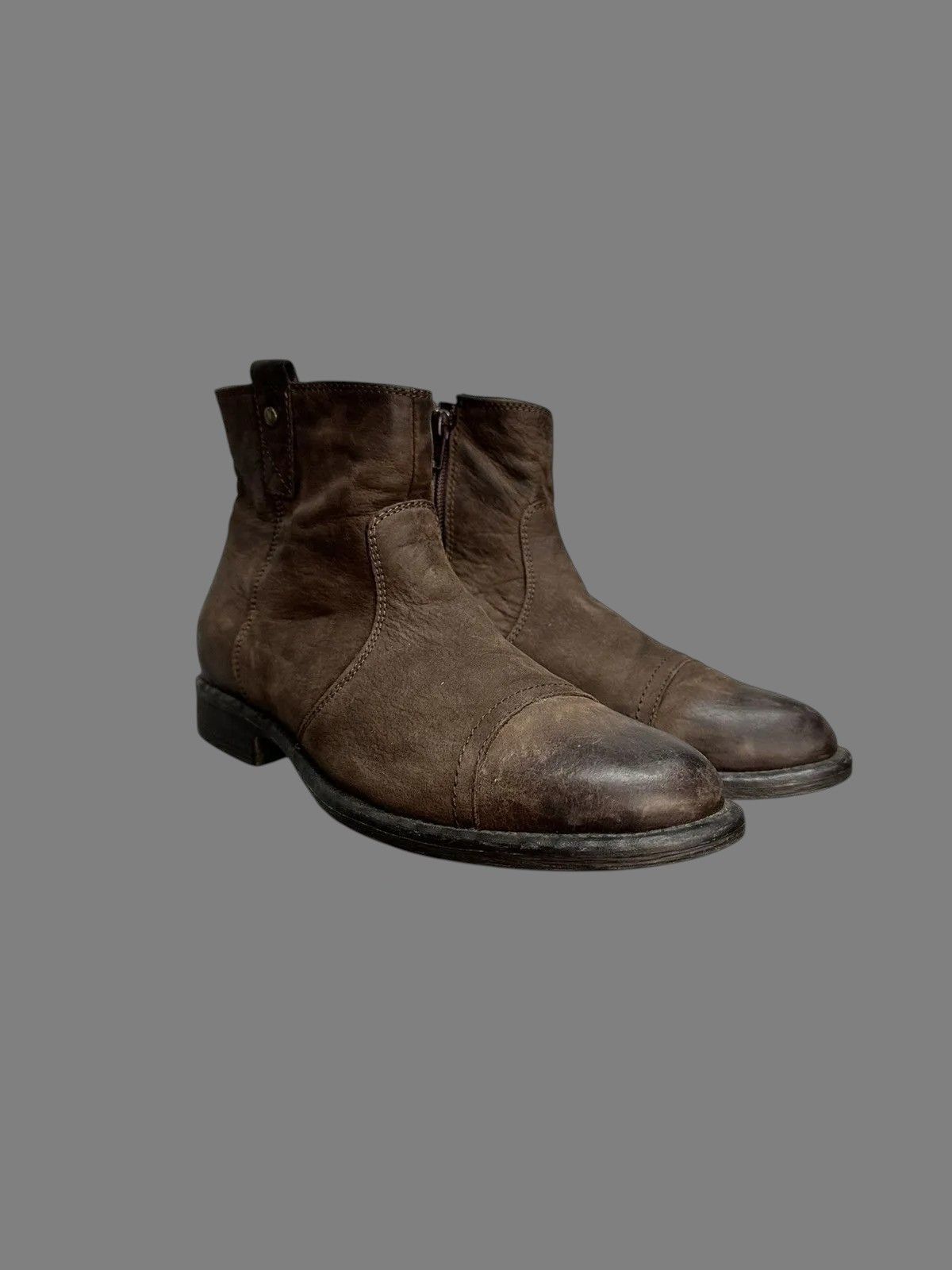 If Six Was Nine Vintage Brown Leather Ankle Boots Italy Guidi Style Size US 8 / EU 41 - 2 Thumbnail