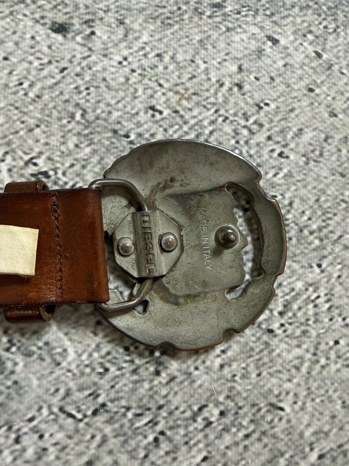 Diesel Diesel leather belt big buckle Y2K brown Size 36 - 2 Thumbnail