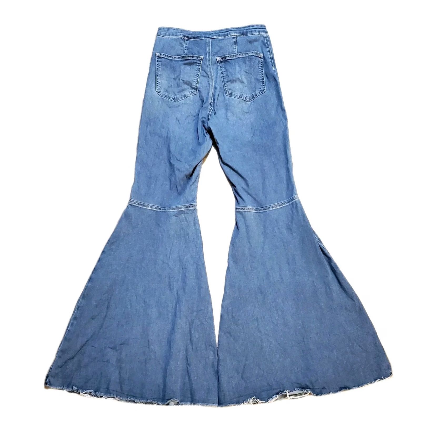 Free People VINTAGE Free People Just Float On Bell Bottom Flare Jeans Blue Inseam 33" Hippie Floral 60s 70s Women Mens Women Size 26" / US 2 / IT 38 - 7 Thumbnail