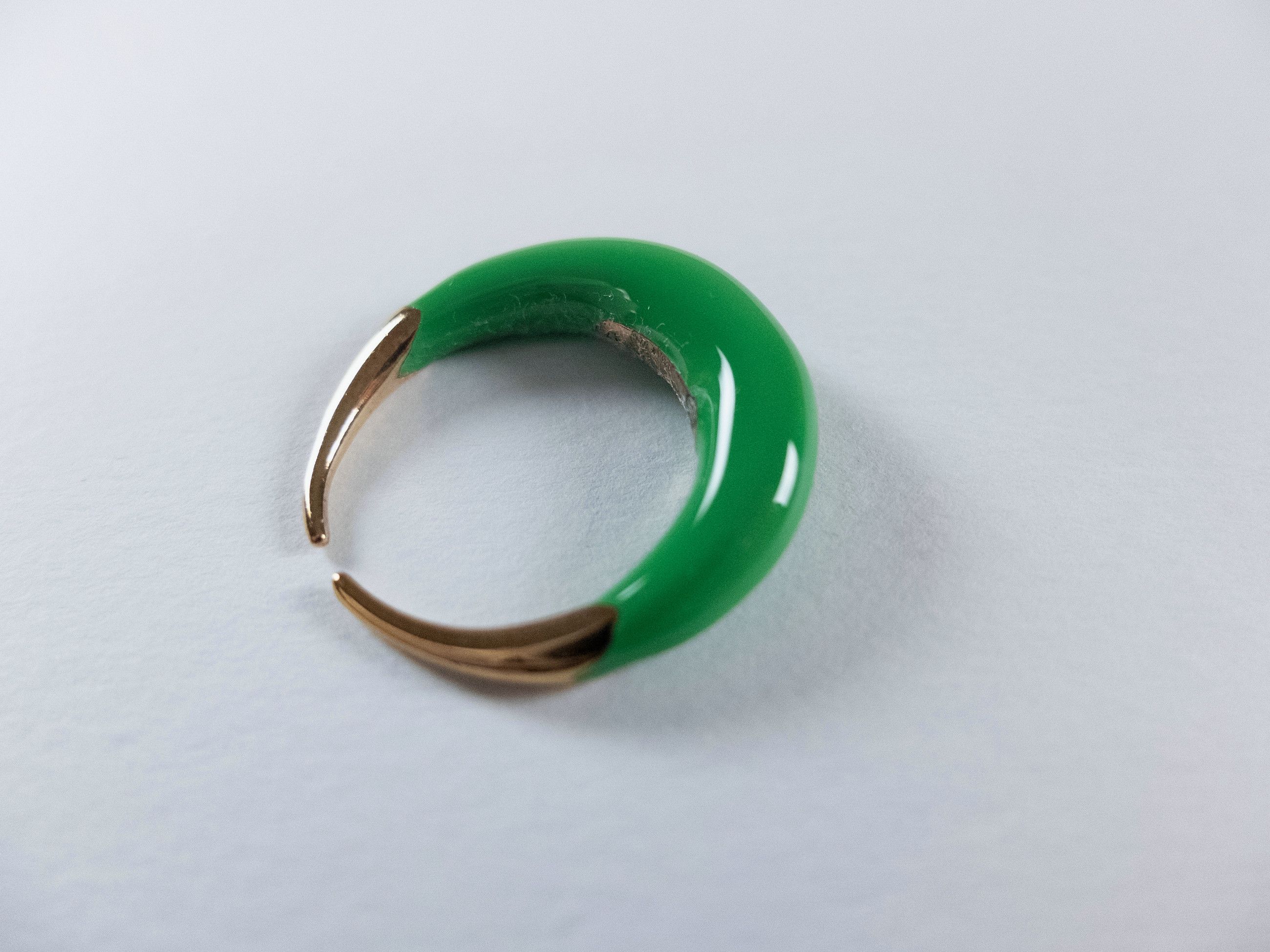 Bottega Veneta BOTTEGA VENETA Spine green sculptural silver ring 8 17 q Size ONE SIZE - 5 Thumbnail