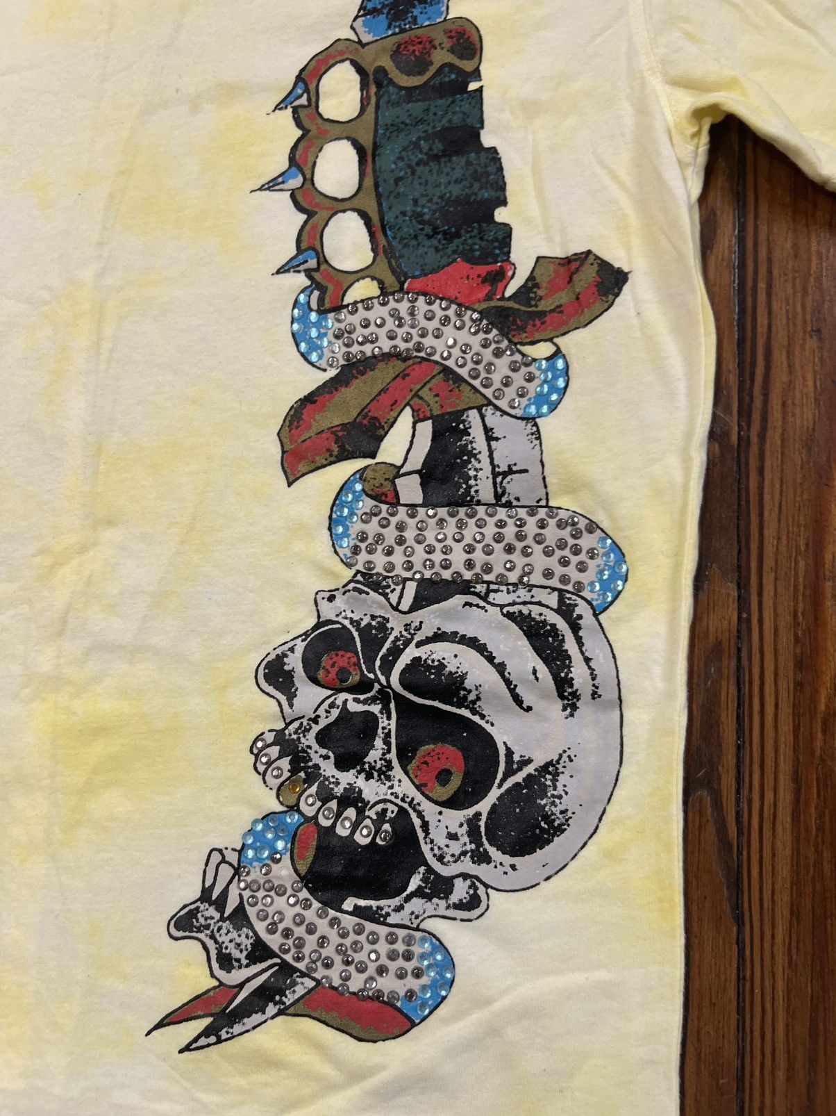 Affliction × Ed Hardy Y2K Ed Hardy Style Rhinestone Studded Shirt Skull Grunge Size US XL / EU 56 / 4 - 3 Thumbnail