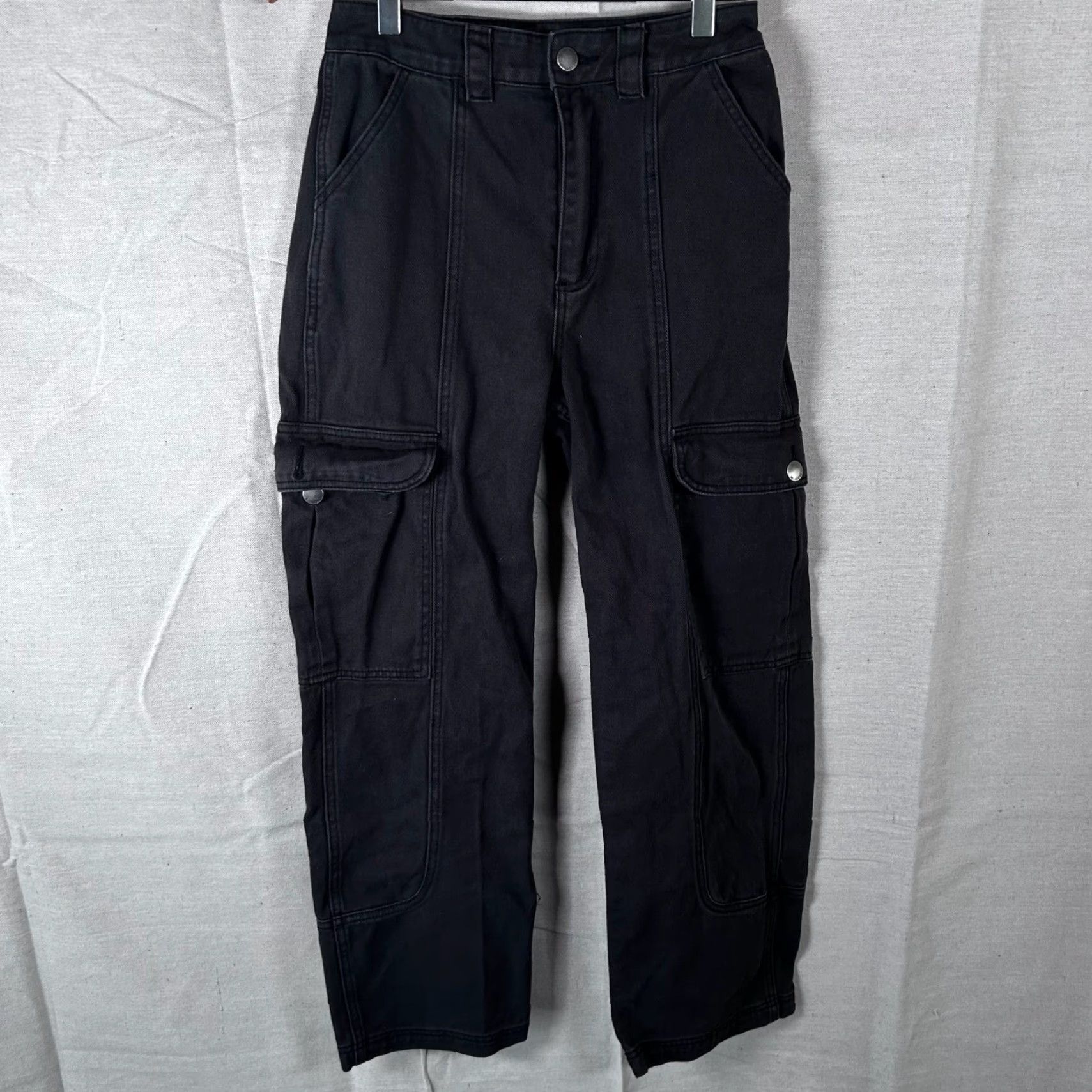 Billabong Billabong Cargo Pants Denim Black Straight Leg High Rise 24 Womens Utility Pockets 6 Pocket Size 42" / US 20 - 2 Thumbnail