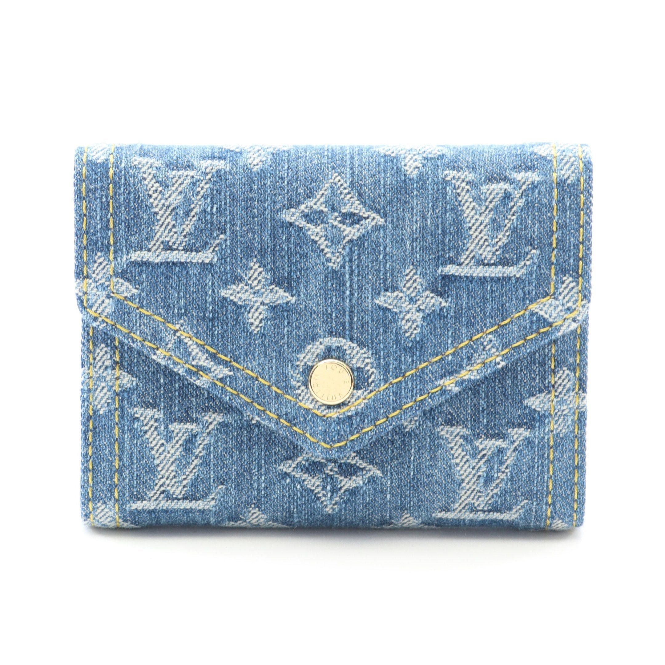 Louis Vuitton Portefeuil Victorine Monogram Denim Trifold Wallet Blue