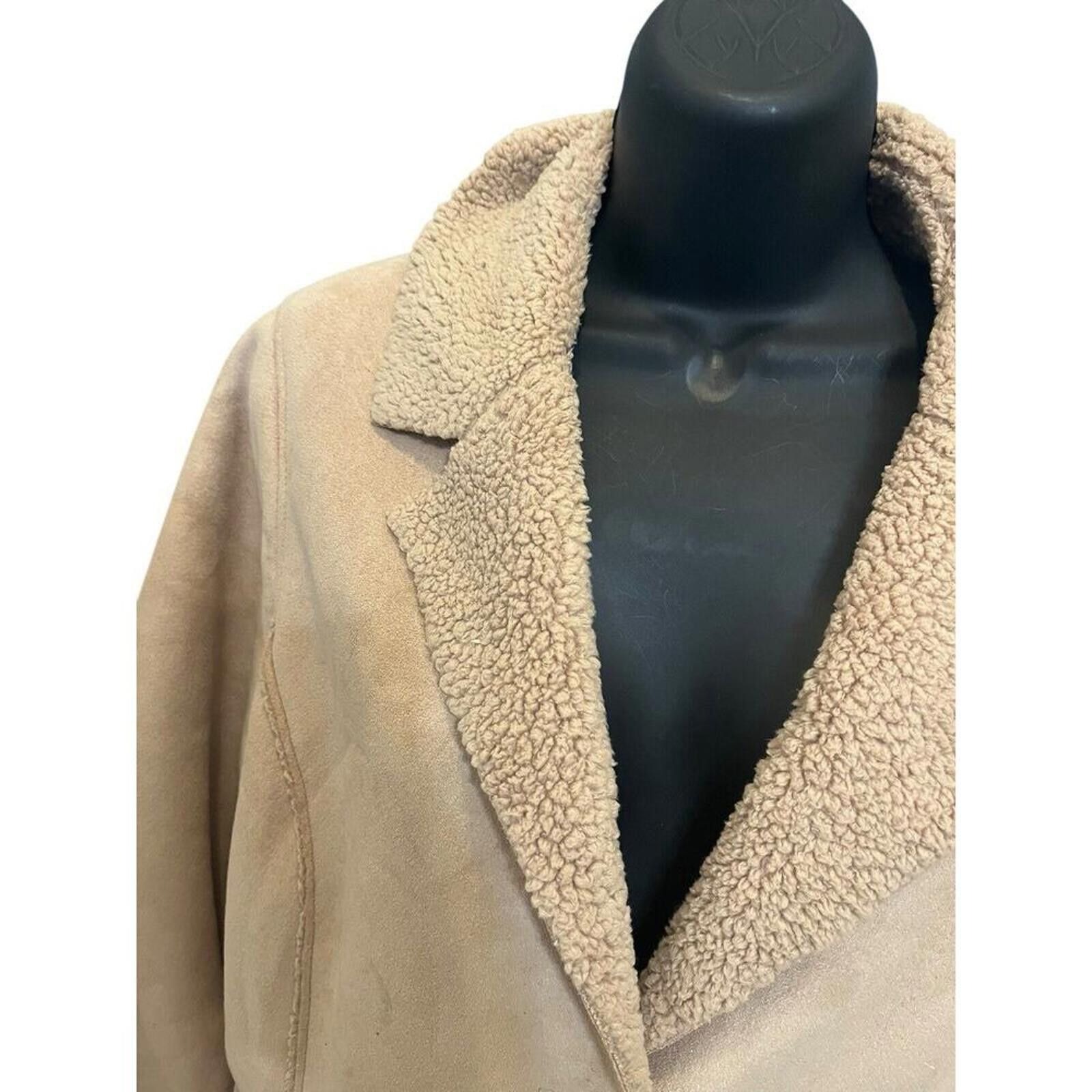 Unknown London Cozy Beige Faux Shearling Long Coat for Women Size M / US 6-8 / IT 42-44 - 5 Thumbnail