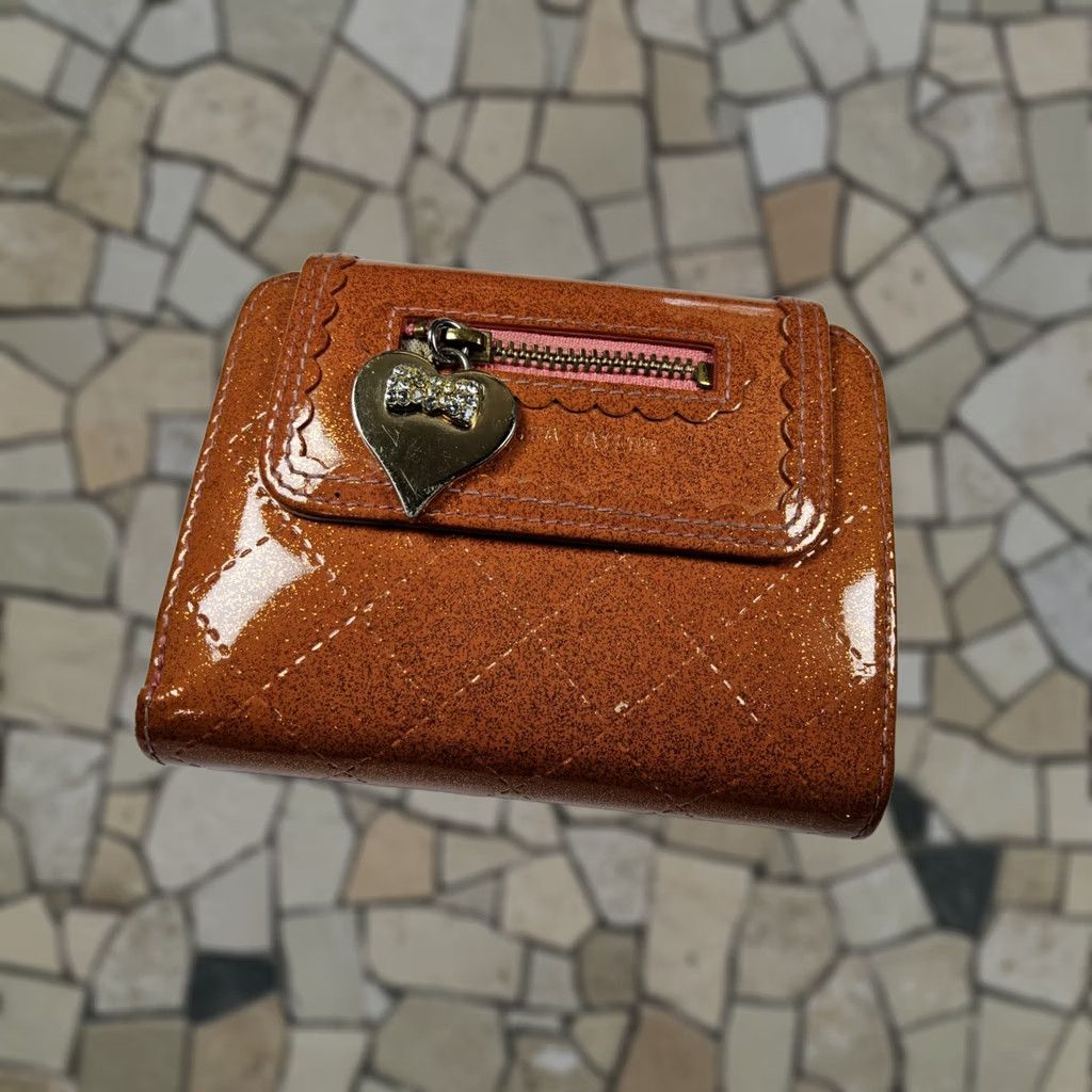 Vintage Rebecca Taylor Wallet Women's Orange Leather Patent Sparkle Glitter Size ONE SIZE - 1 Thumbnail