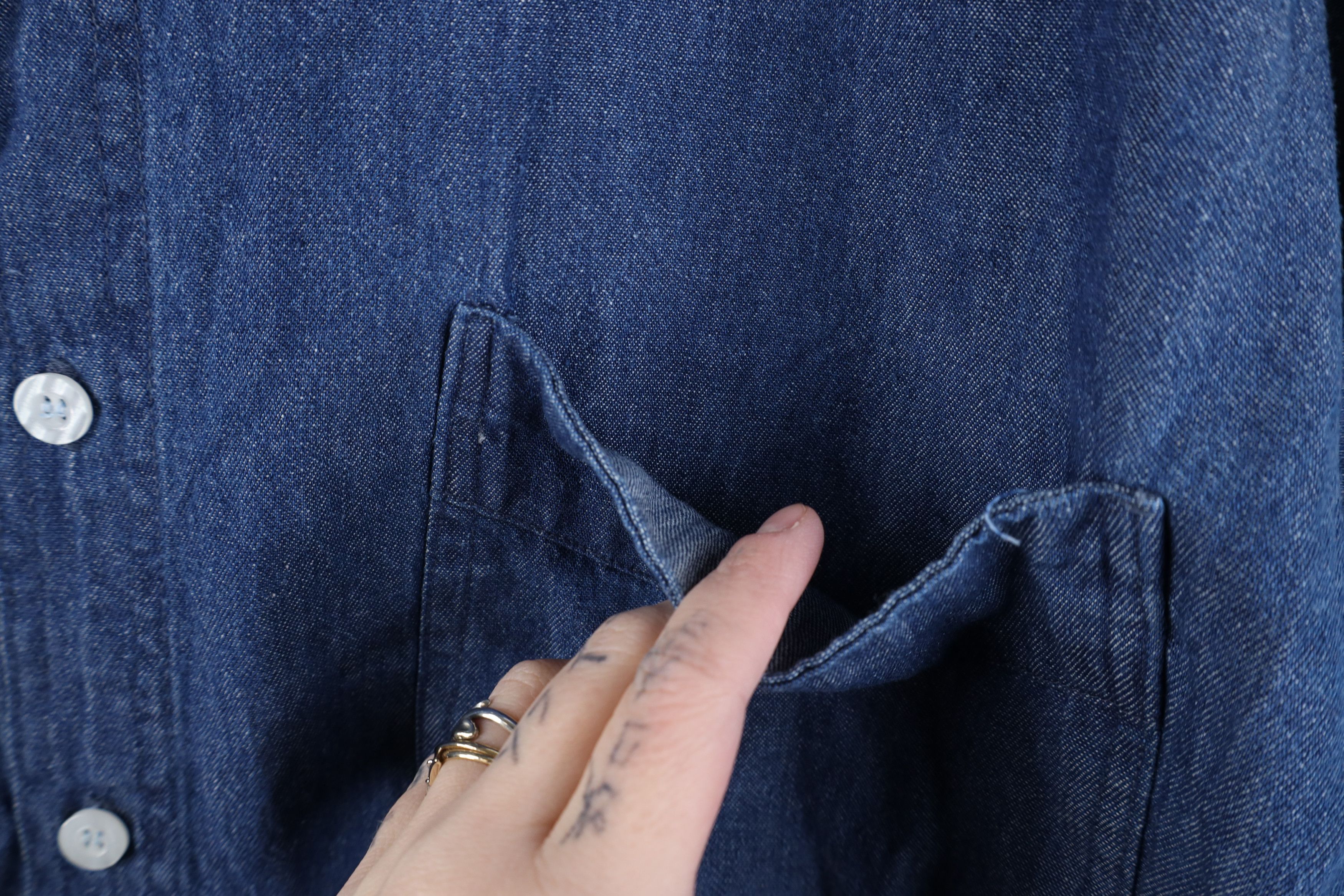 Vintage Vintage 90s Streetwear Denim Jean Button Down Shirt Blue Size US XL / EU 56 / 4 - 5 Thumbnail