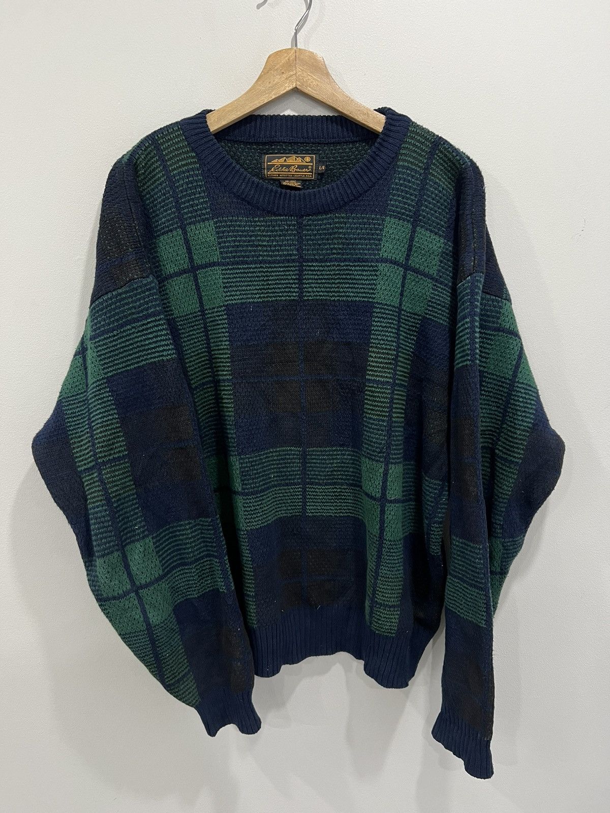 Eddie Bauer Vintage Eddie Bauer Knit Sweater plaid pattern Size US L / EU 52-54 / 3 - 1 Thumbnail