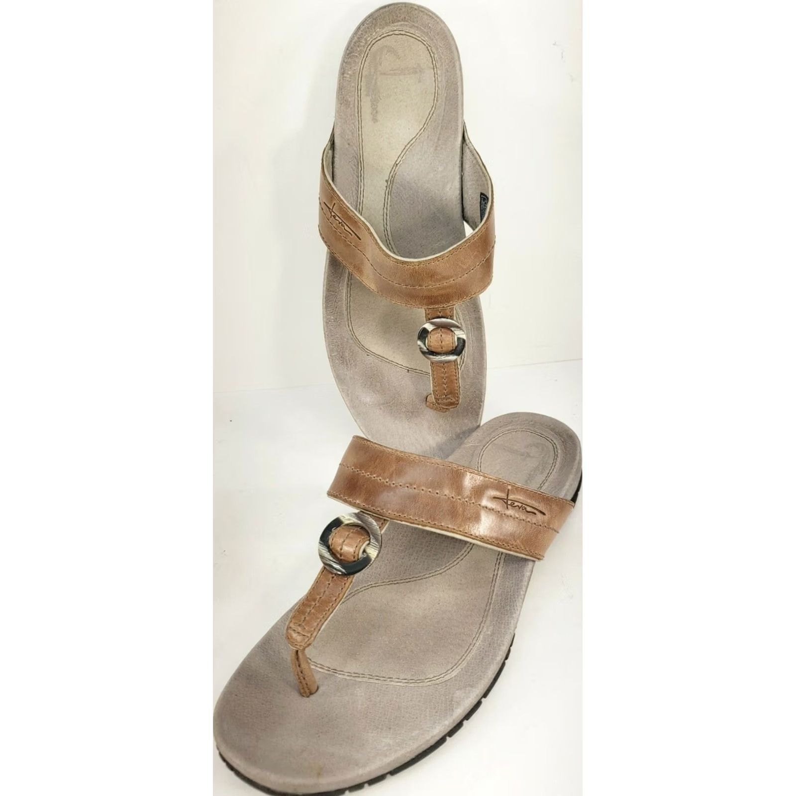 Teva Teva Keelie Women's Sandals Flip Flops Size 8M Brown Leather Casual Thong Size US 8 / IT 38 - 3 Thumbnail