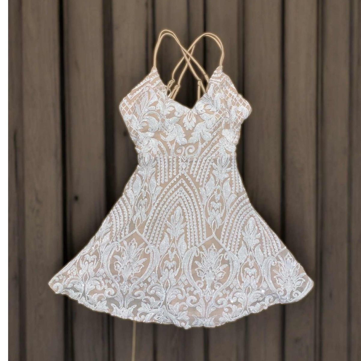 Windsor Smith Windsor Formal Sequin Dress Sleeveless Spaghetti Champagne Size S / US 4 / IT 40 - 8 Thumbnail
