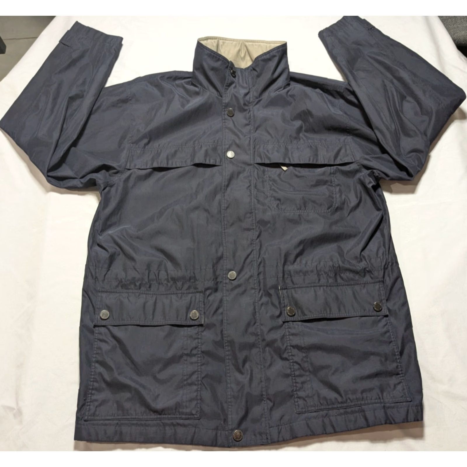 Liz Claiborne Claiborne Microfiber Field Jacket - Men XL Blue Hidden Hood Jacket Size US XL / EU 56 / 4 - 6 Thumbnail