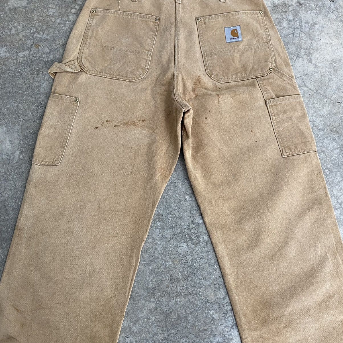 Carhartt VTG Carhartt Double Knee Faded Tan Dirty Carpenter Pants Size US 33 - 14 Thumbnail