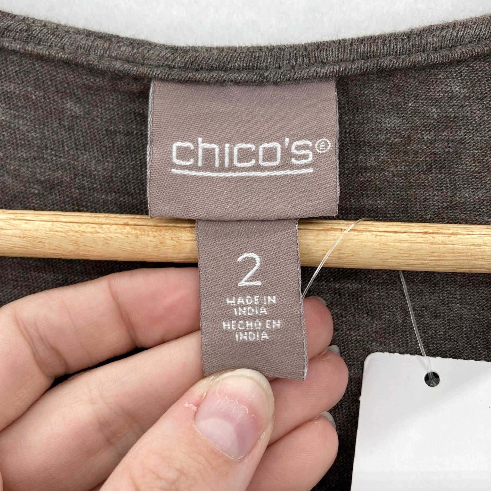 Vintage Chico's Sweater Womens 2 Taupe Heather Embellished Scoop Neck Long Sleeve Holiday Pullover Knit Sequin Embroidered Size XL / US 12-14 / IT 48-50 - 4 Thumbnail